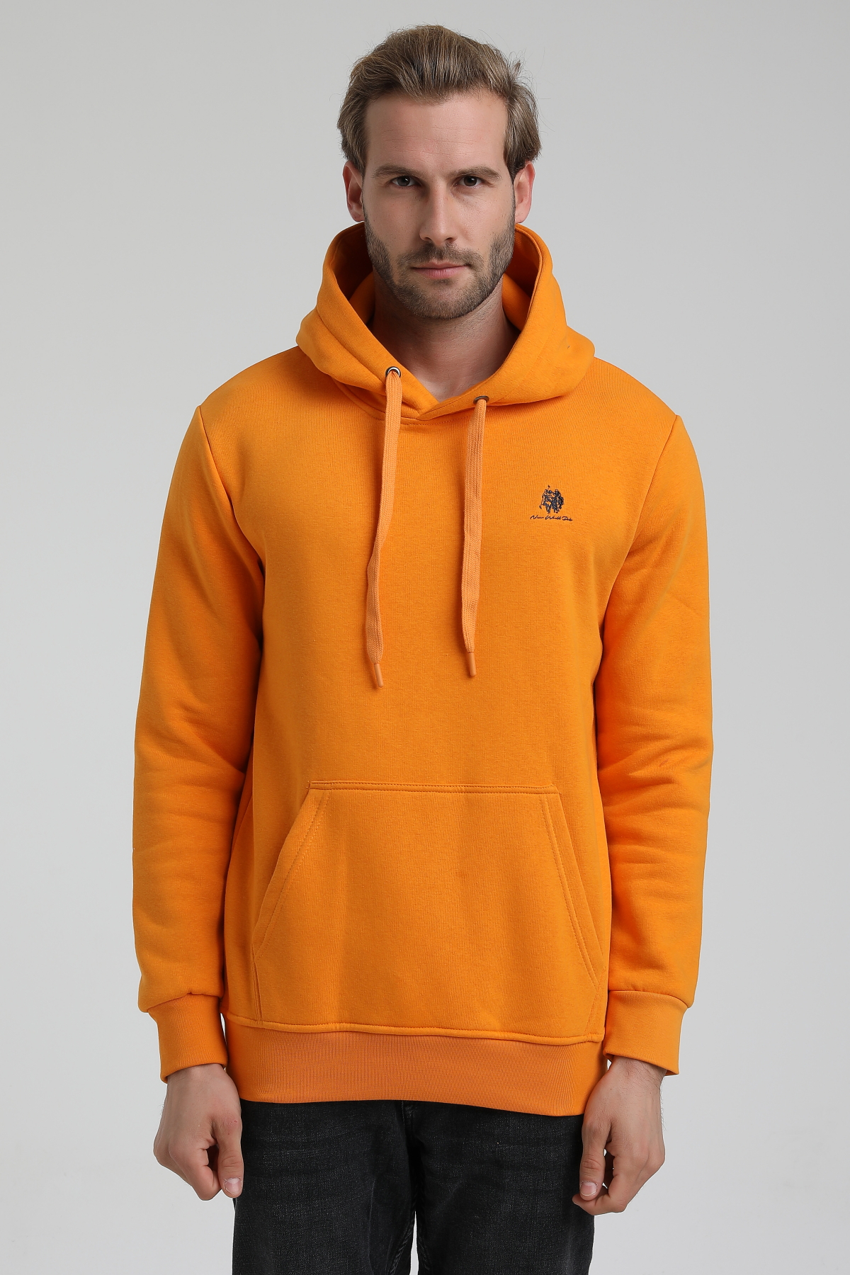 New World Polo Kapşonlu Turuncu Slim Fit Sweatshirt 22FWM64013
