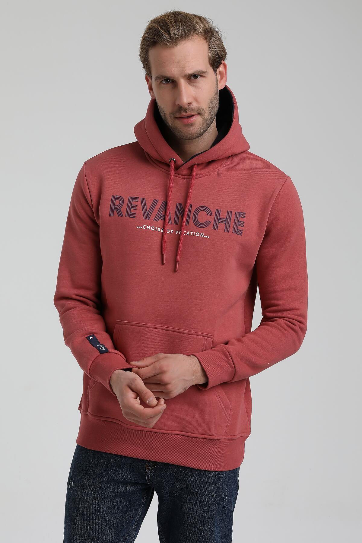 New World Polo Kapüşonlu Kestane Slim Fit Hoodie 22FWM64031