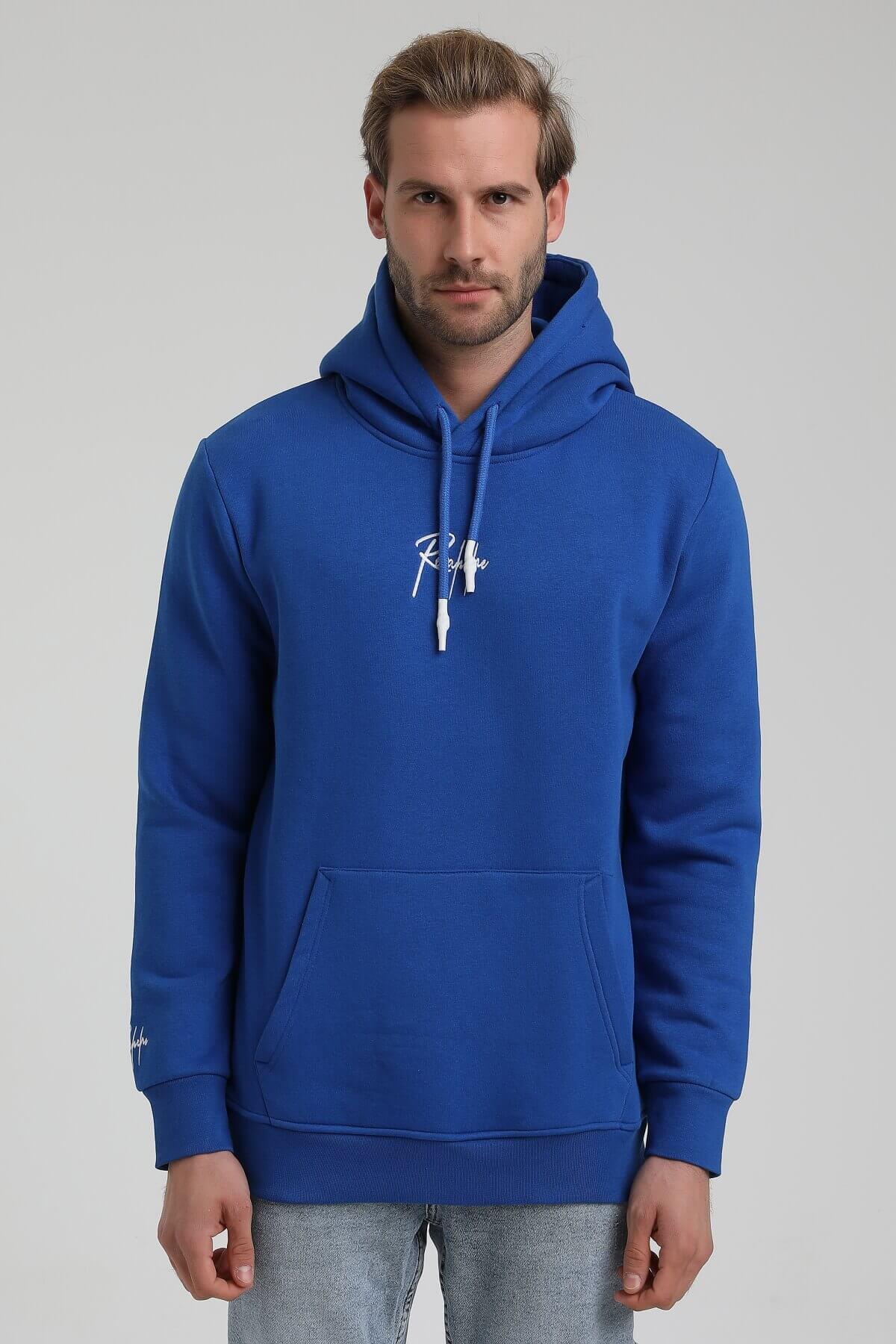New World Polo Kapüşonlu Saks Slim Fit Hoodie 22FWM64034