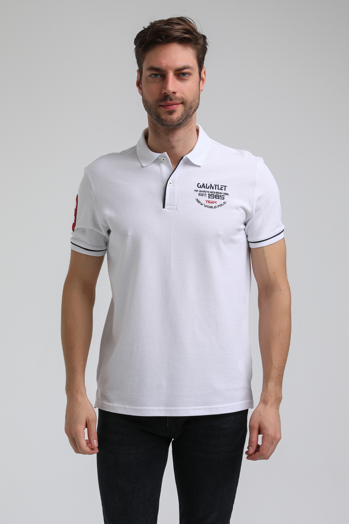 New World Polo Polo Yaka Beyaz Big Size Polo 23SSM10252