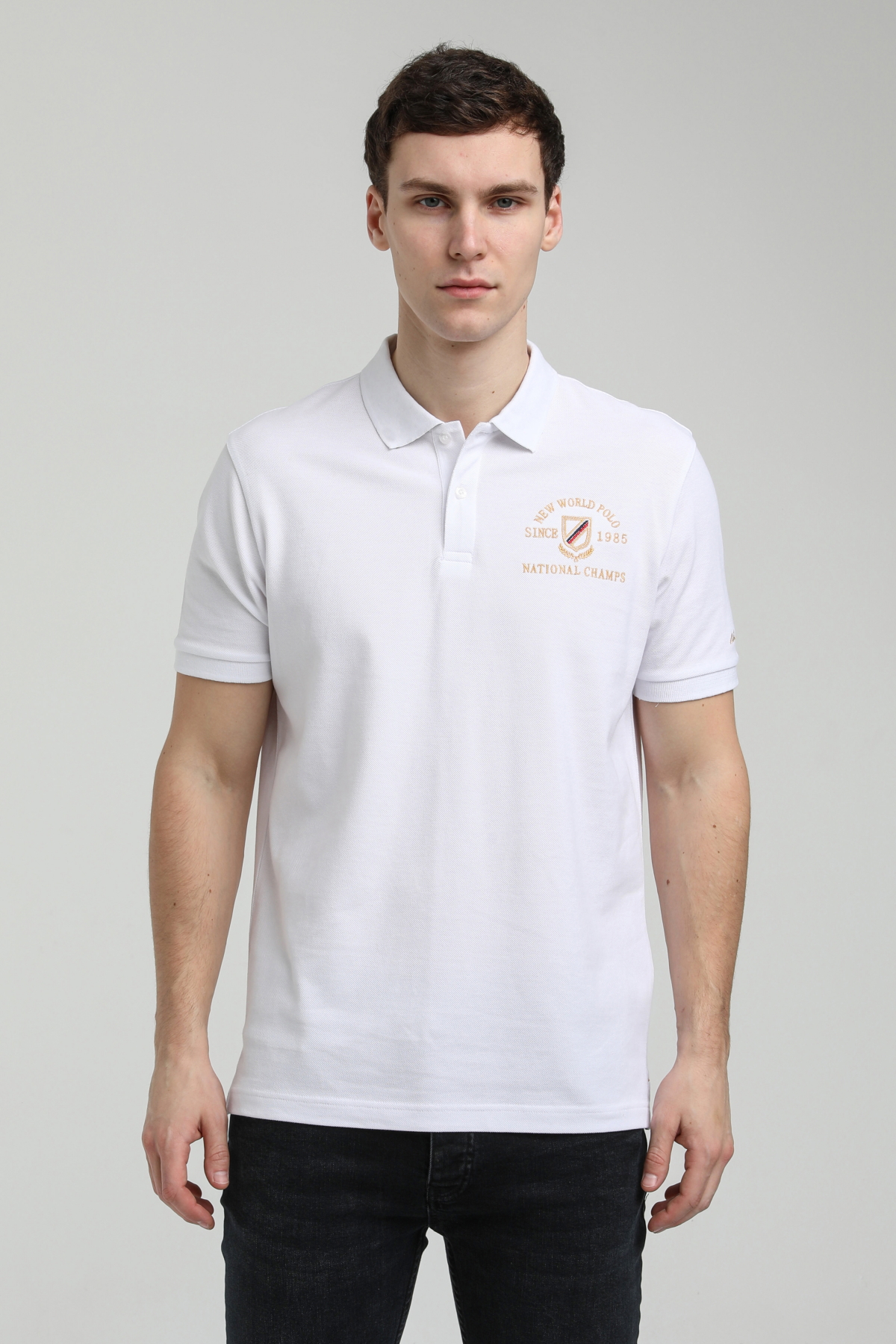 New World Polo Polo Yaka Beyaz Regular Custom Polo 23SSM10251