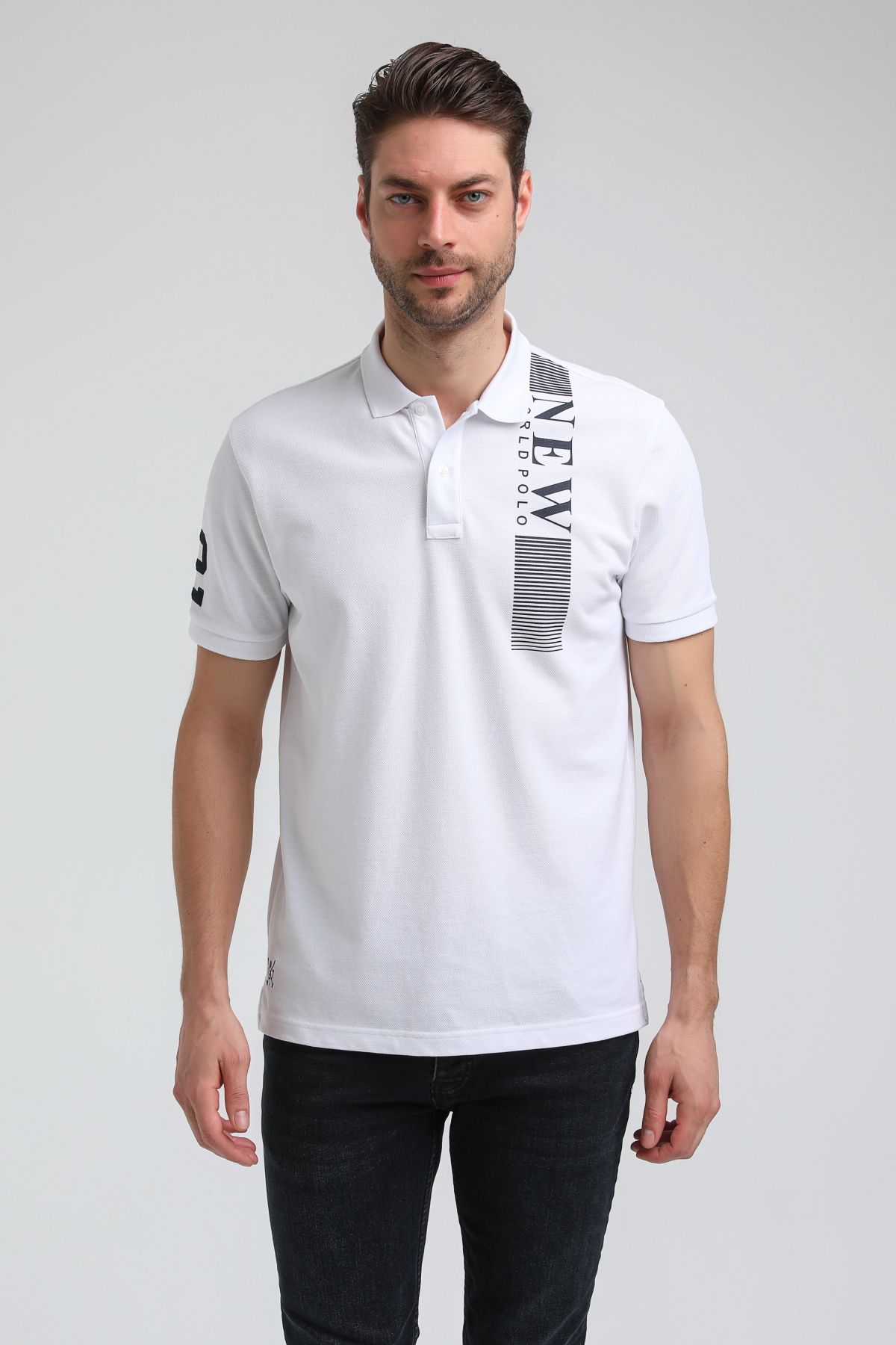 New World Polo Polo Yaka Beyaz Regular Custom Polo 23SSM10274