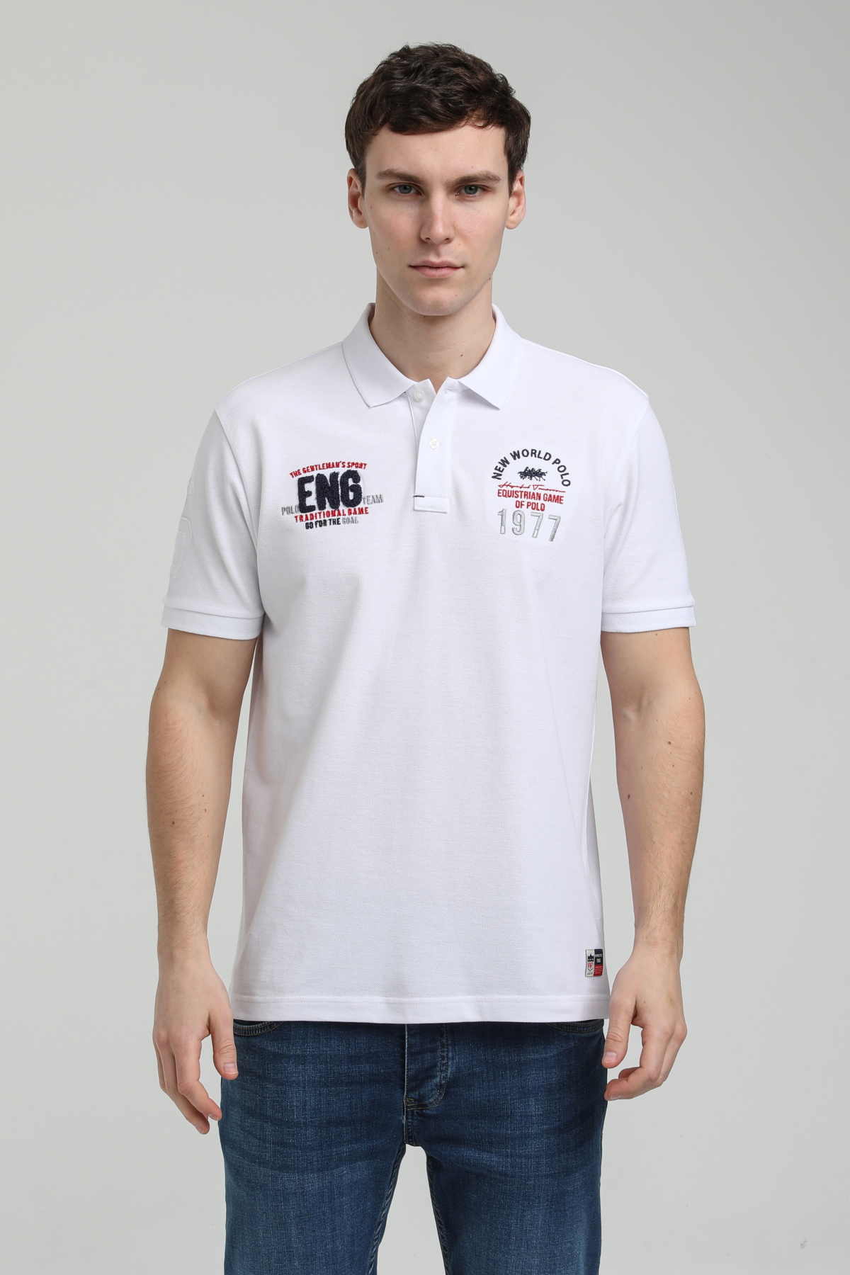 New World Polo Polo Yaka Beyaz Regular Custom Polo 23SSM10256