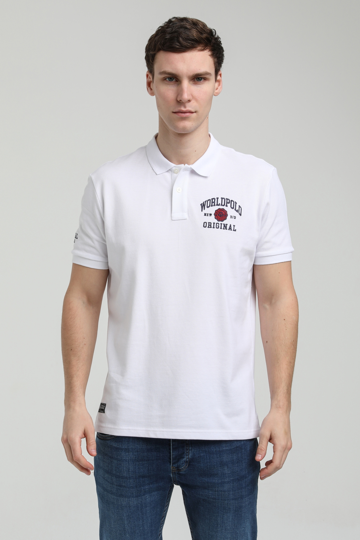 New World Polo Polo Yaka Beyaz Regular Custom Polo 23SSM10250
