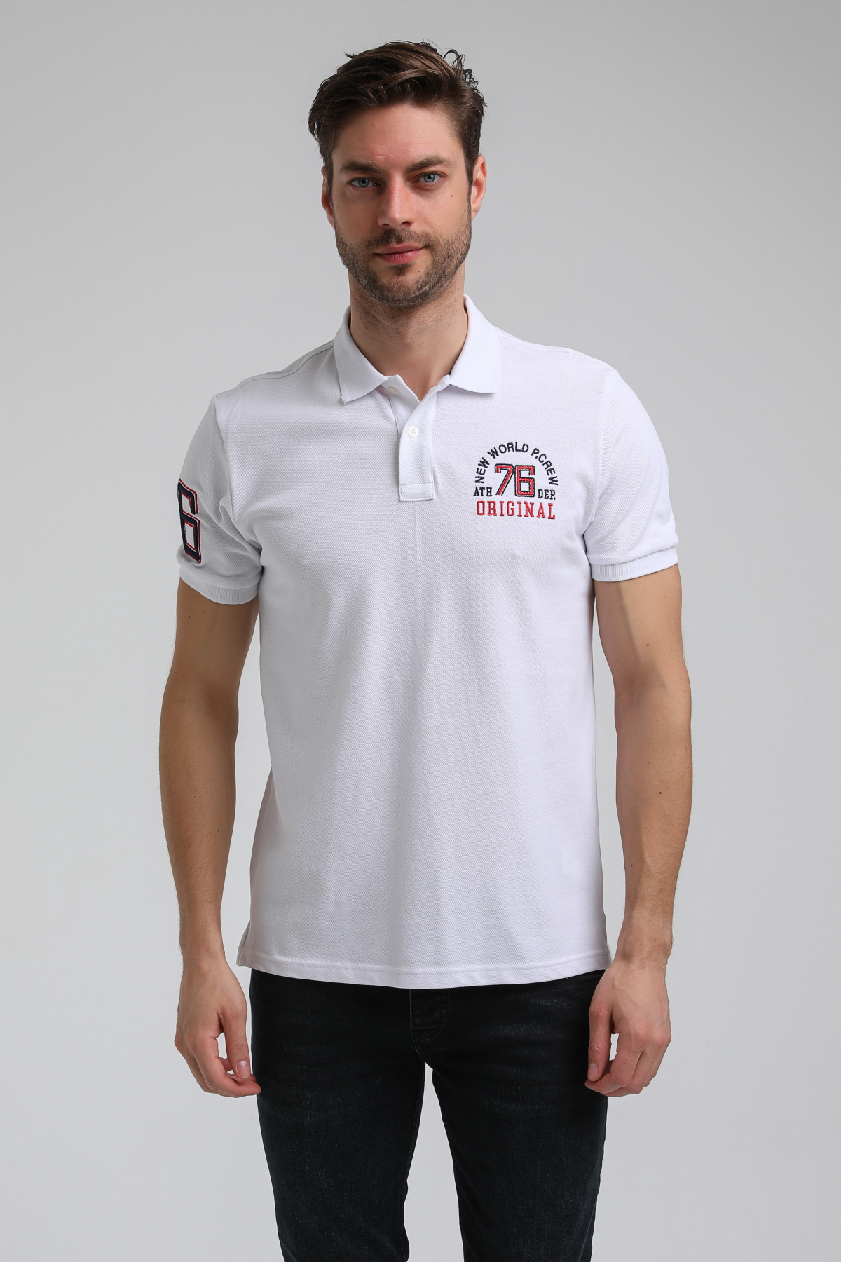 New World Polo Polo Yaka Beyaz Regular Custom Polo 23SSM10254