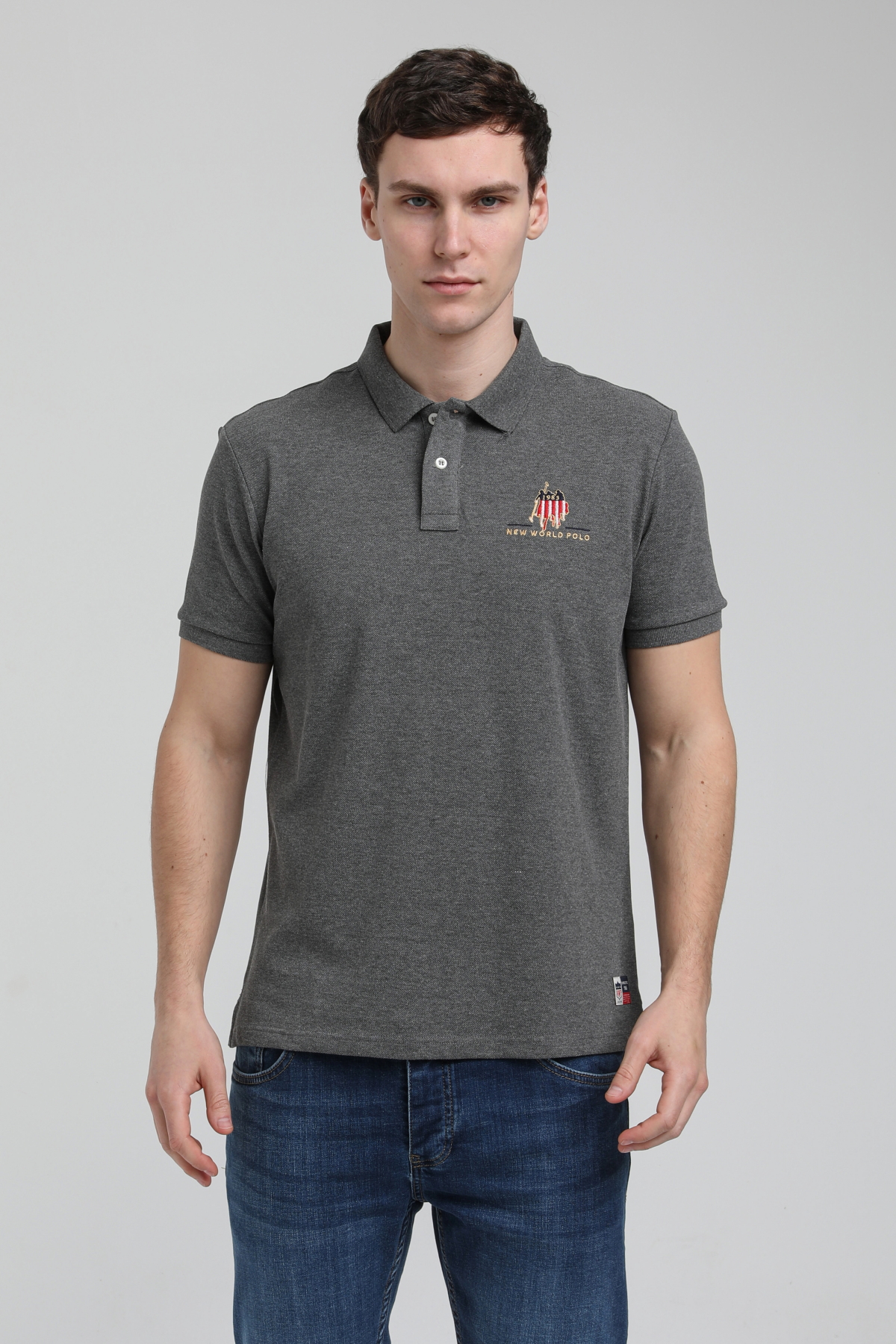 New World Polo Polo Yaka Gri Slim Fit Polo 23SSM10249