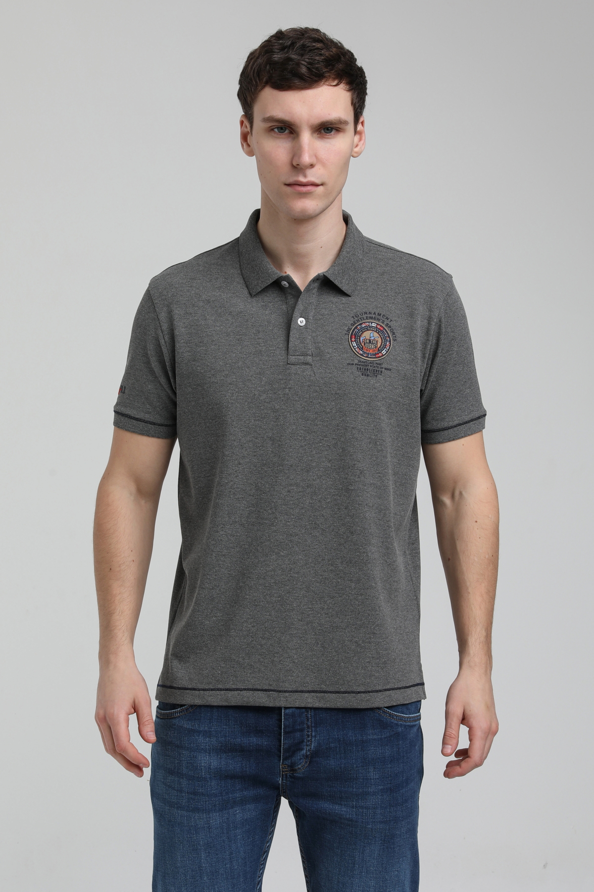 New World Polo Polo Yaka Gri Slim Fit Polo 23SSM10258