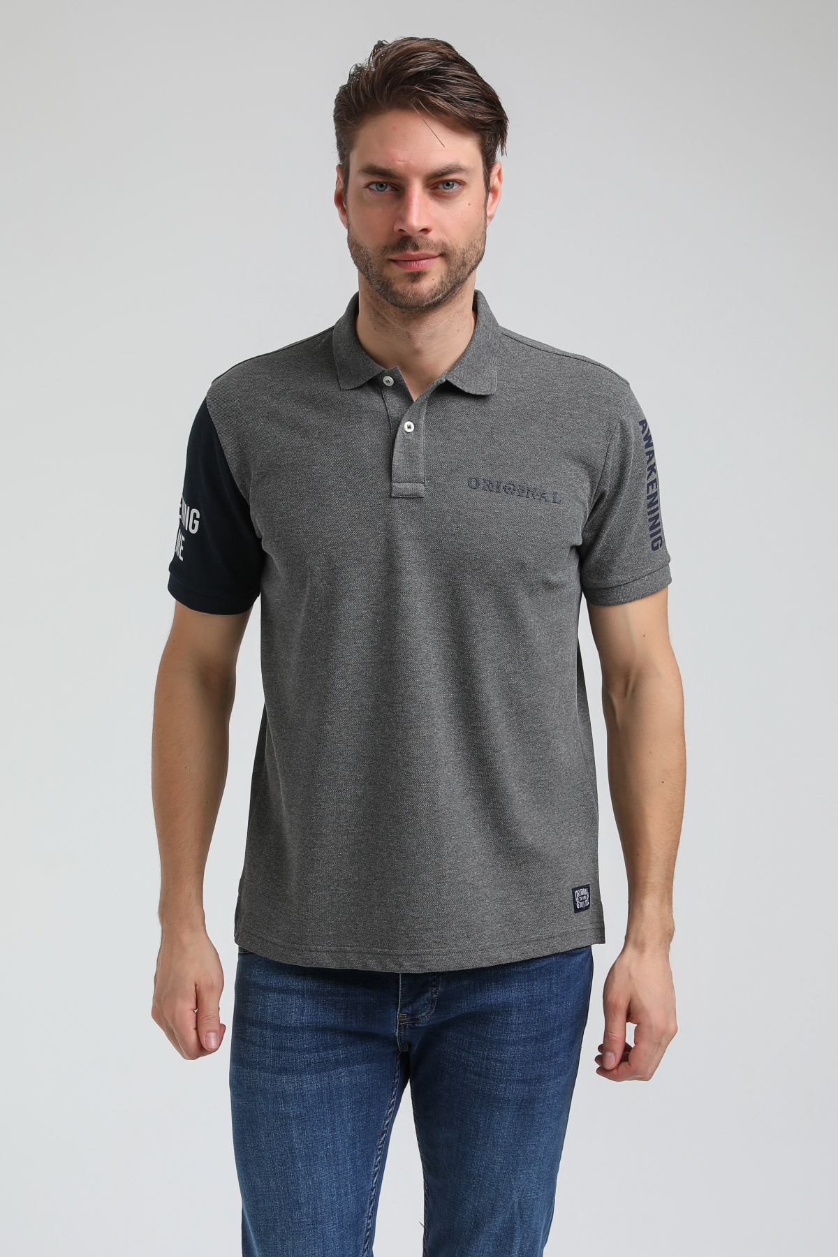 New World Polo Polo Yaka Gri Slim Fit Polo 23SSM10259