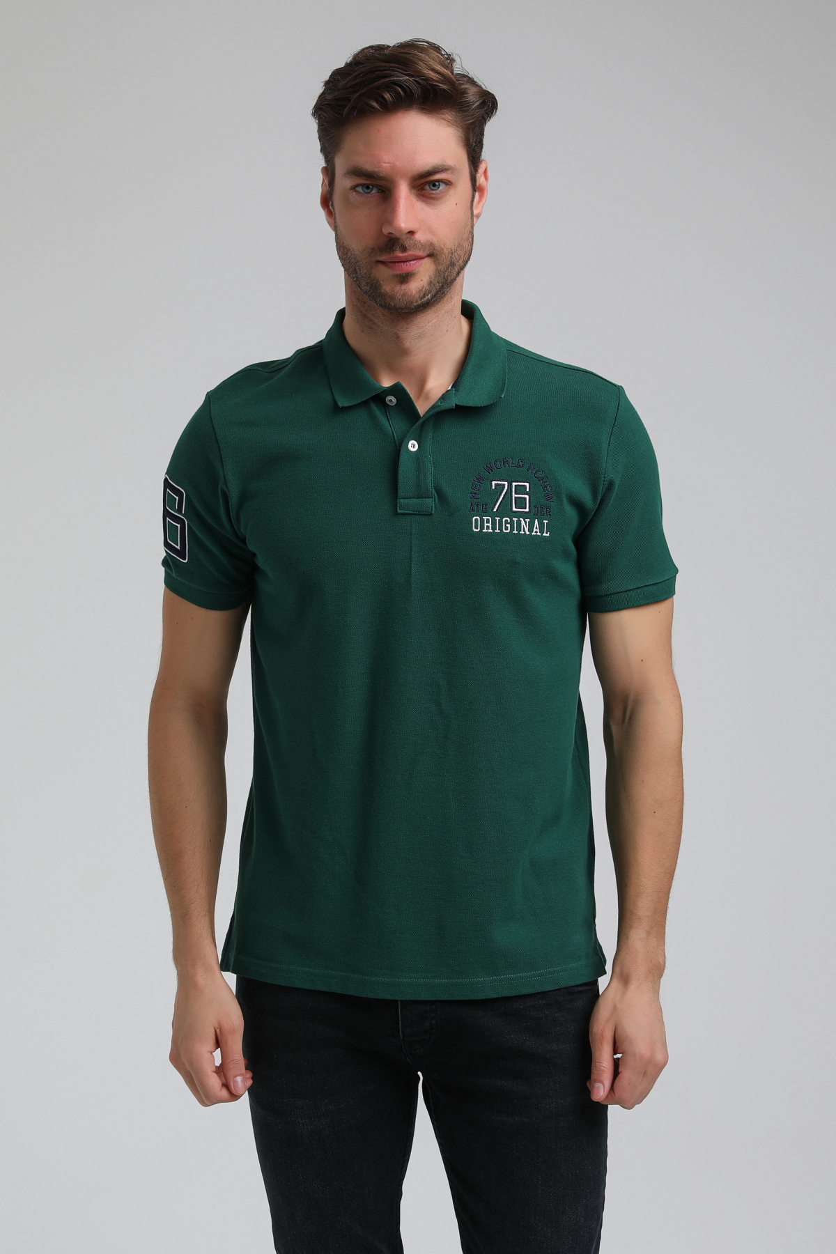 New World Polo Polo Yaka Koyu Yeşil Regular Custom Polo 23SSM10254