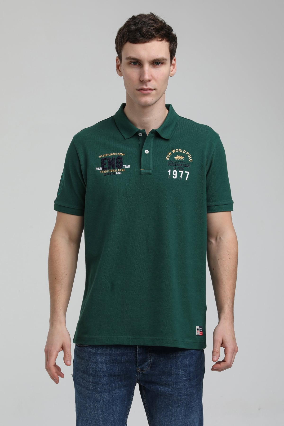 New World Polo Polo Yaka Koyu Yeşil Regular Custom Polo 23SSM10256