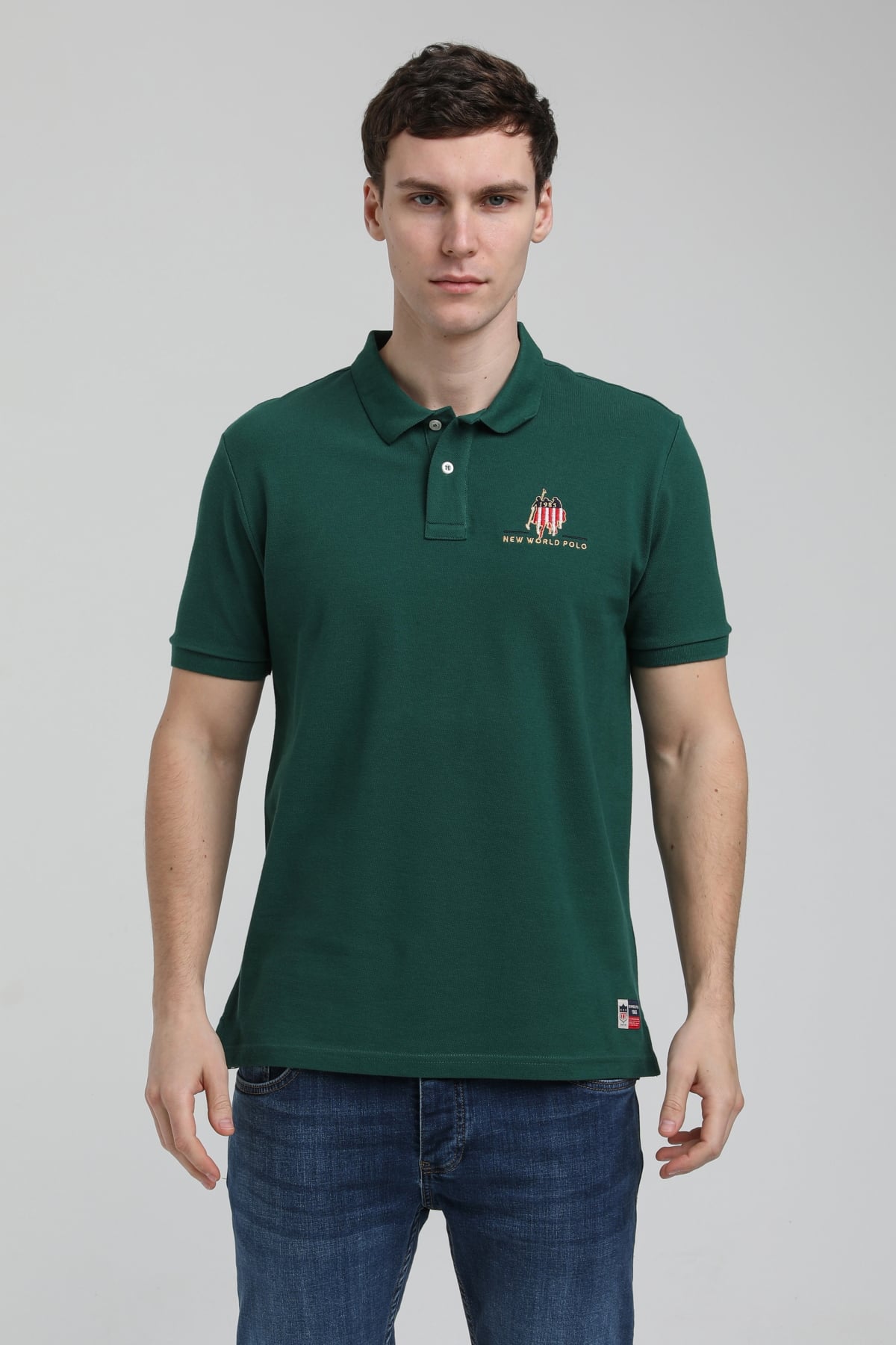 New World Polo Polo Yaka Koyu Yeşil Slim Fit Polo 23SSM10249