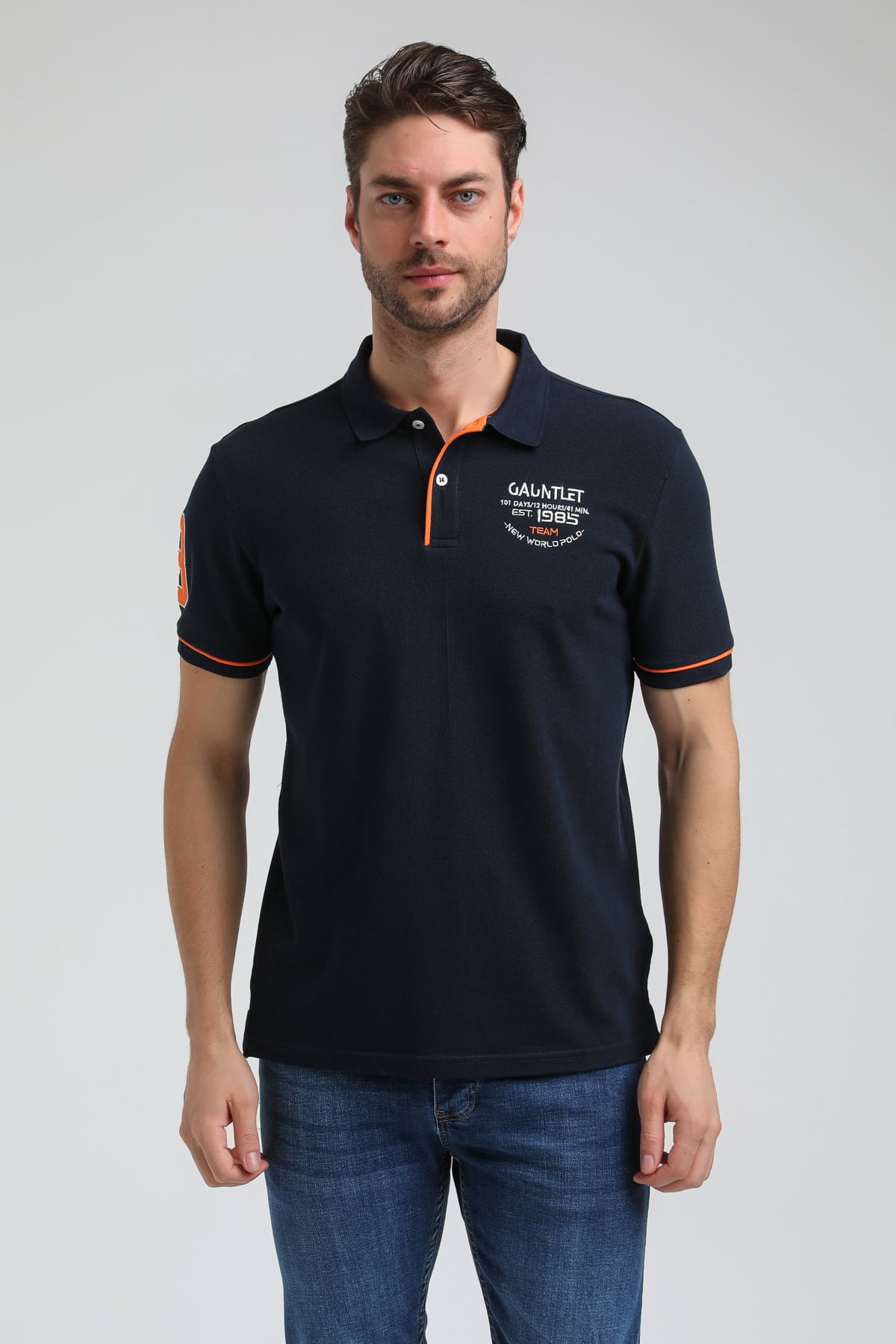 New World Polo Polo Yaka Lacivert Big Size Polo 23SSM10252