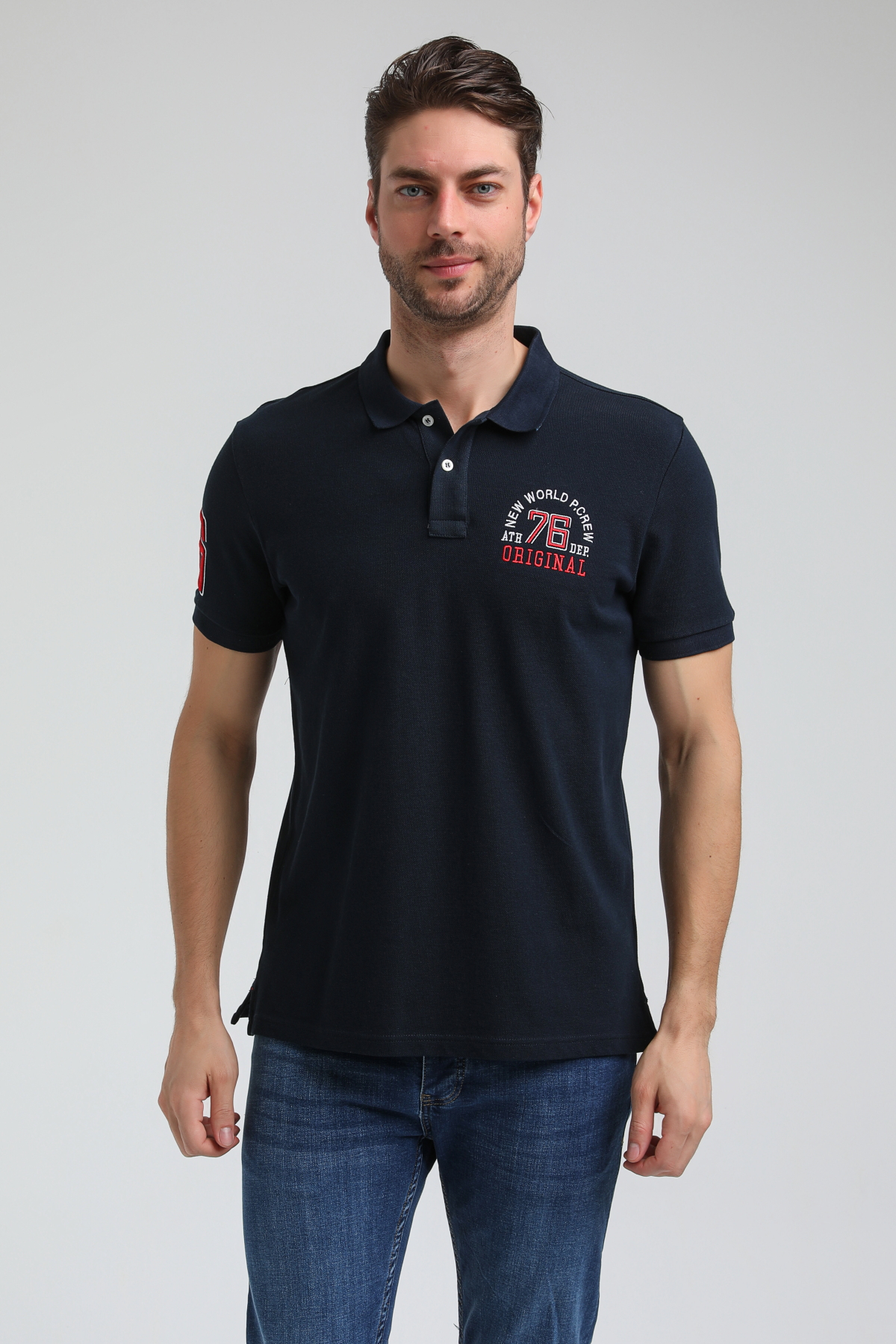 New World Polo Polo Yaka Lacivert Regular Custom Polo 23SSM10254