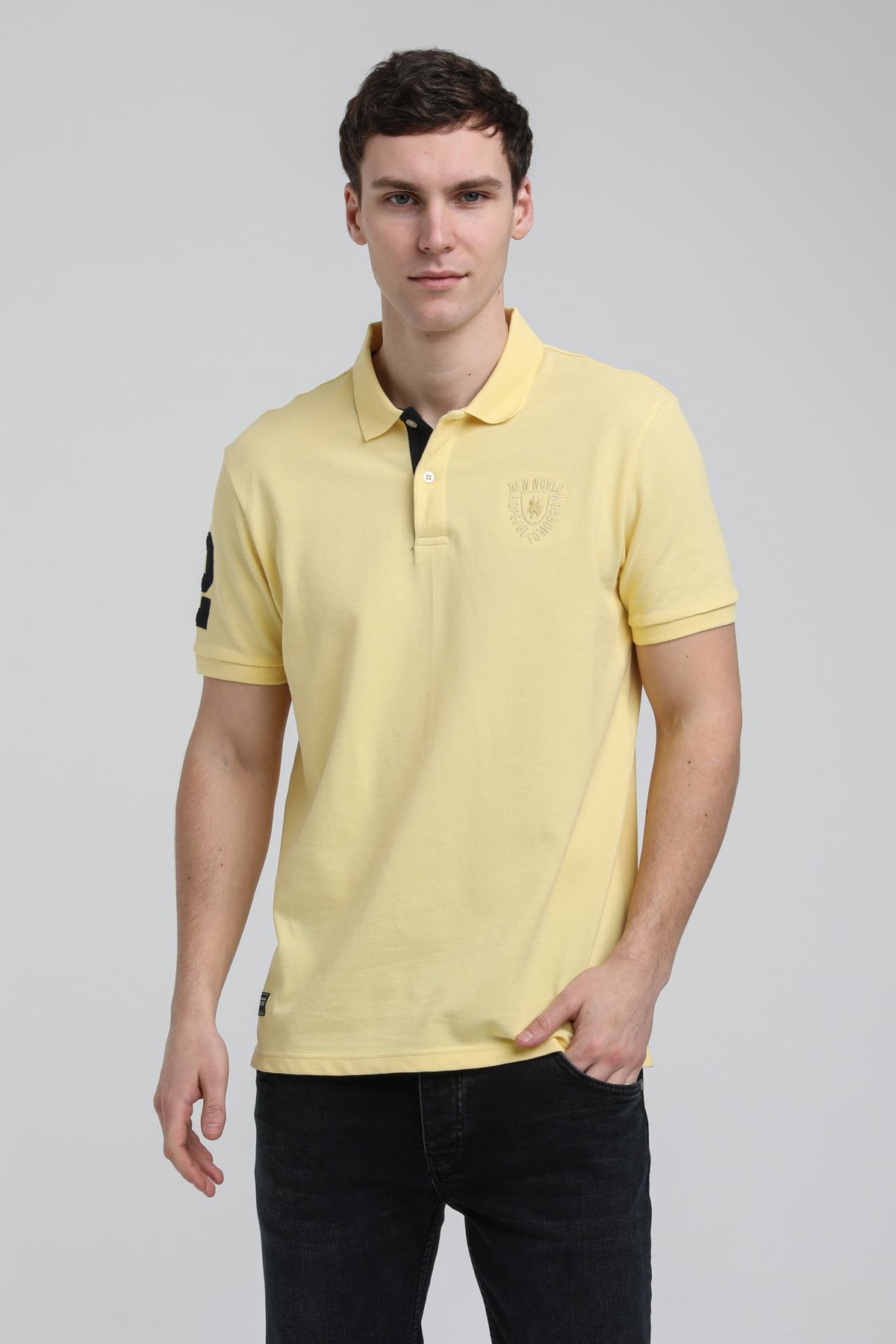 New World Polo Polo Yaka Sarı Regular Custom Polo 23SSM10253