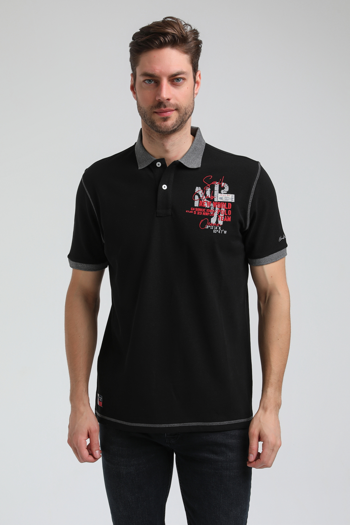 New World Polo Polo Yaka Siyah Regular Custom Polo 23SSM10257