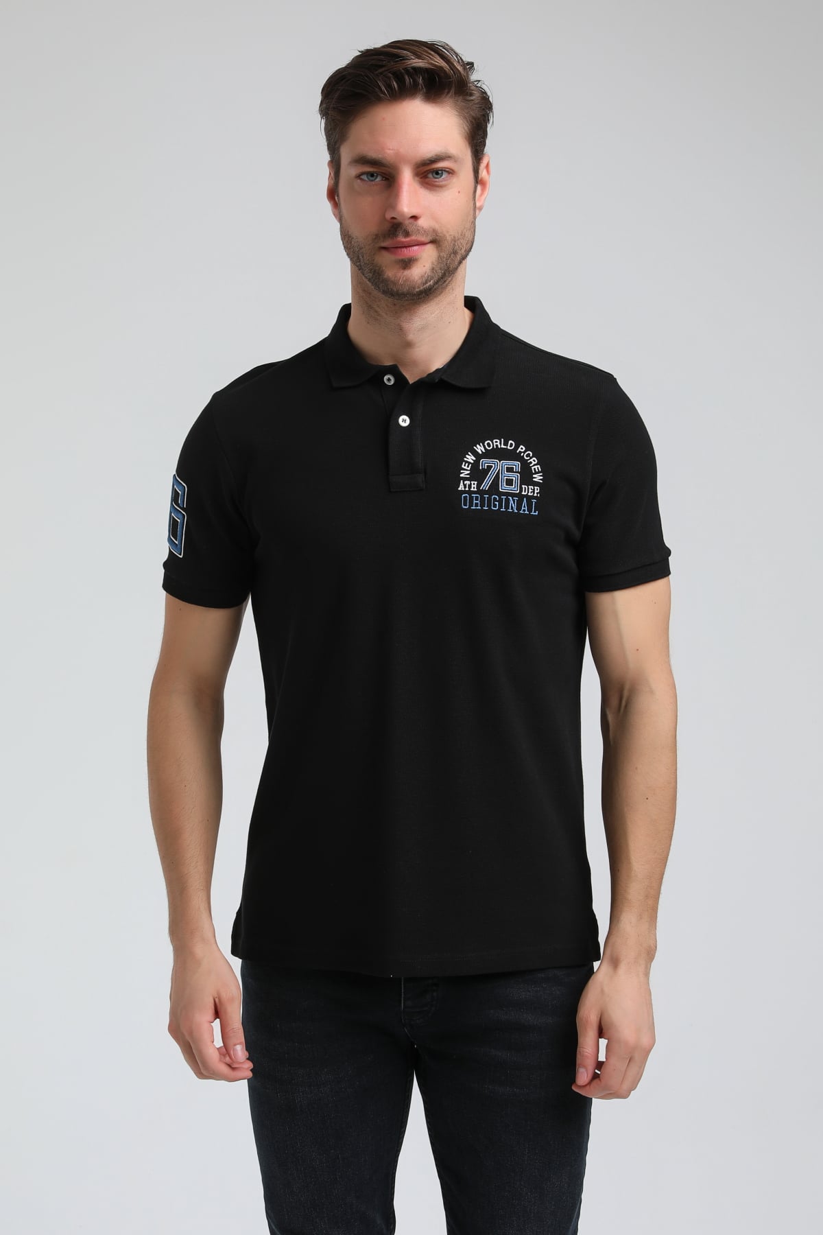 New World Polo Polo Yaka Siyah Regular Custom Polo 23SSM10254