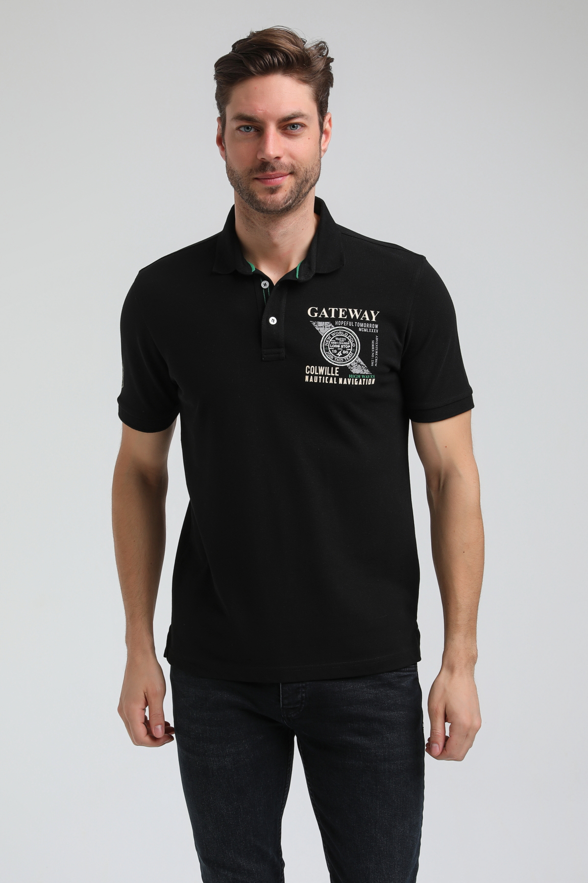 New World Polo Polo Yaka Siyah Regular Custom Polo 23SSM10271