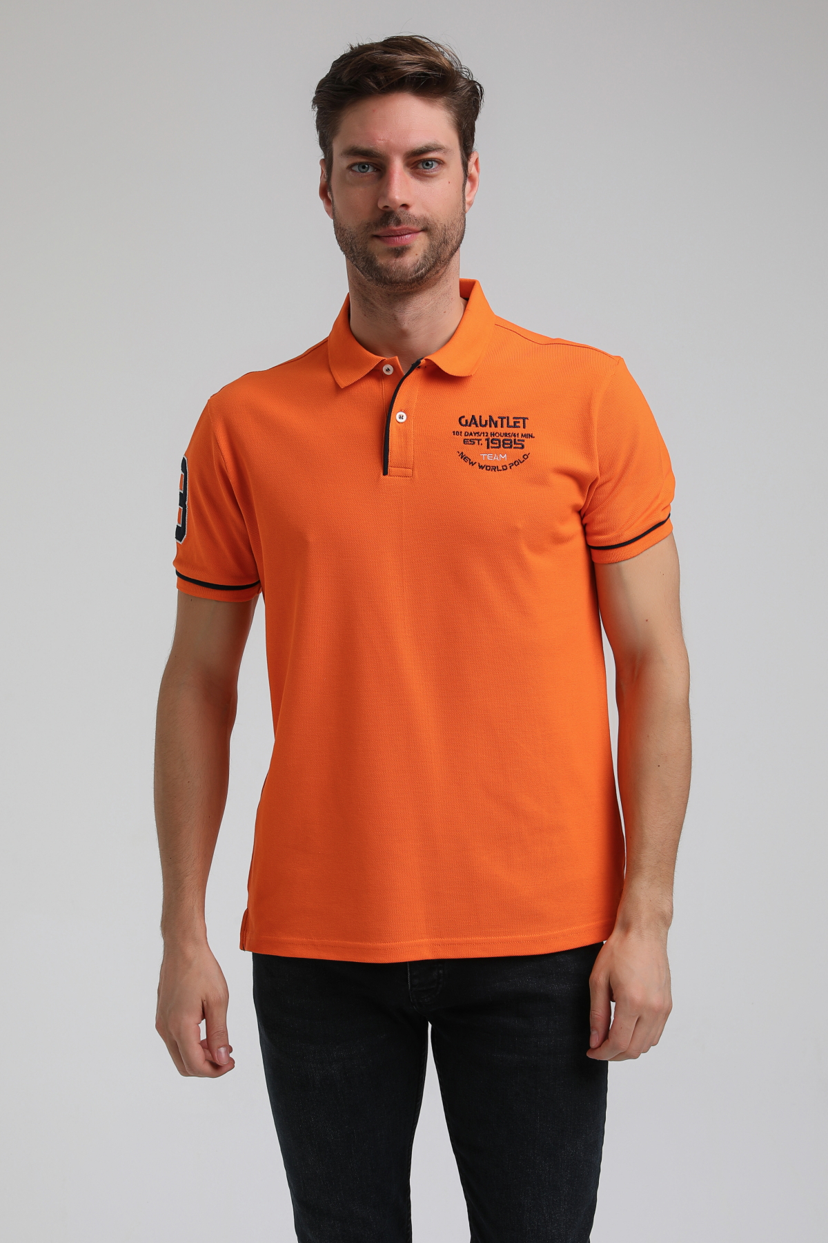 New World Polo Polo Yaka Turuncu Big Size Polo 23SSM10252