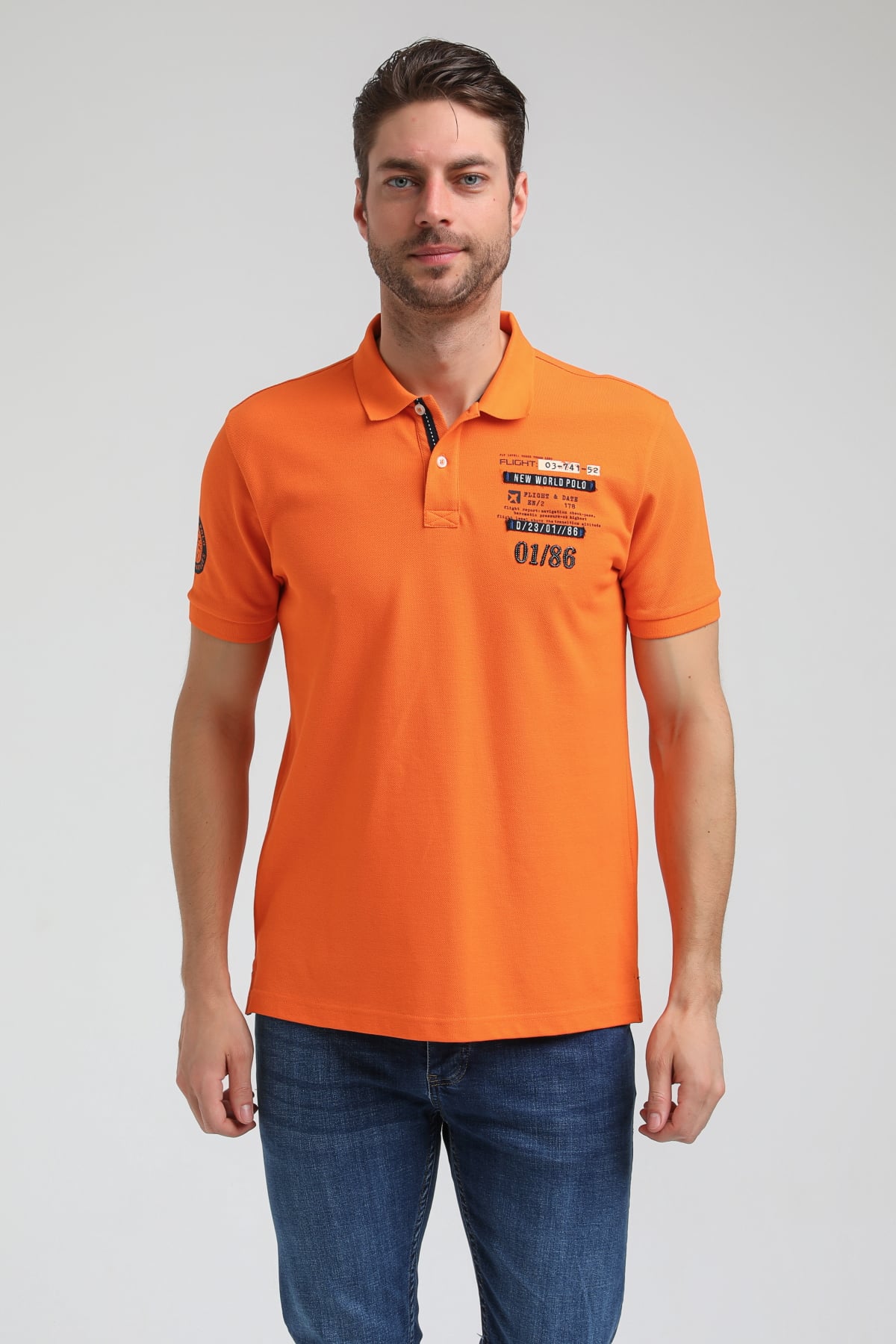 New World Polo Polo Yaka Turuncu Regular Custom Polo 23SSM10270