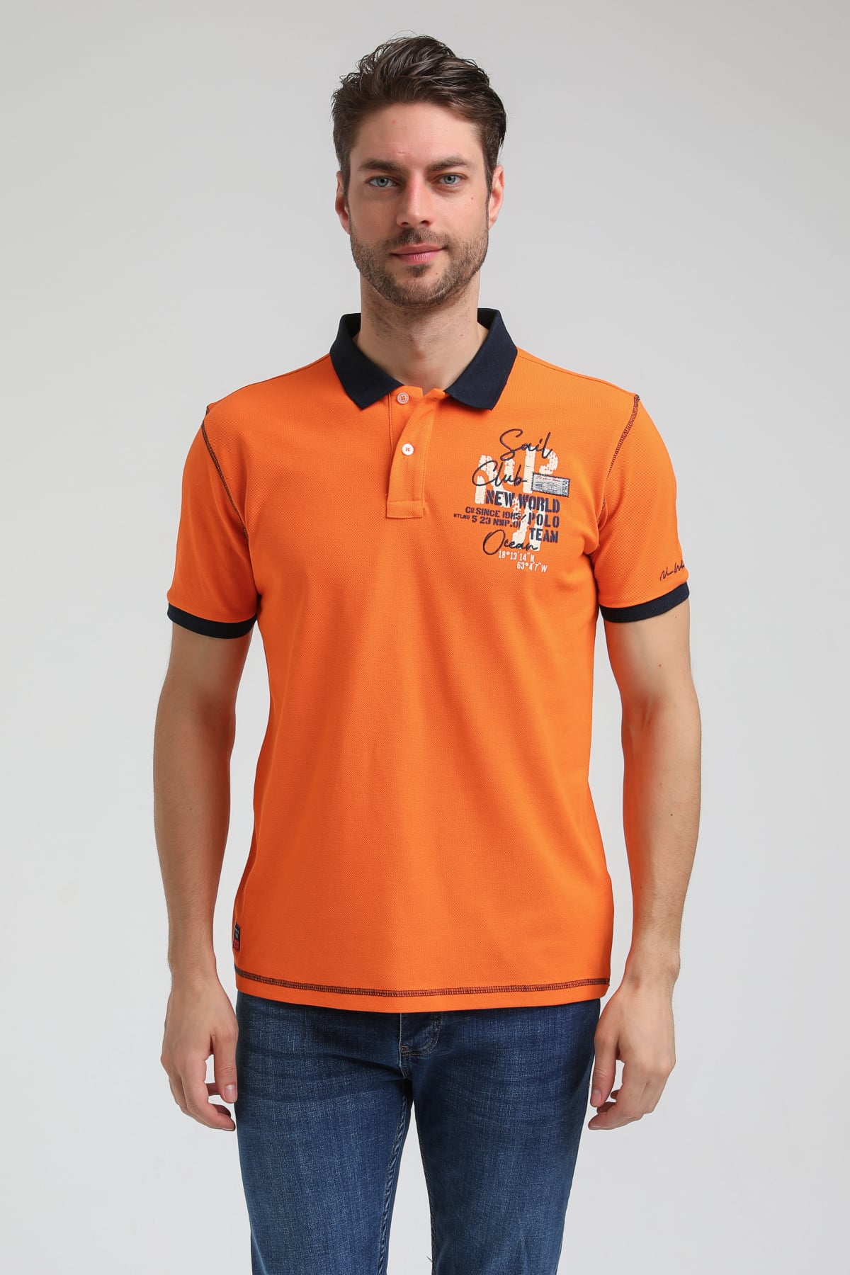 New World Polo Polo Yaka Turuncu Regular Custom Polo 23SSM10257