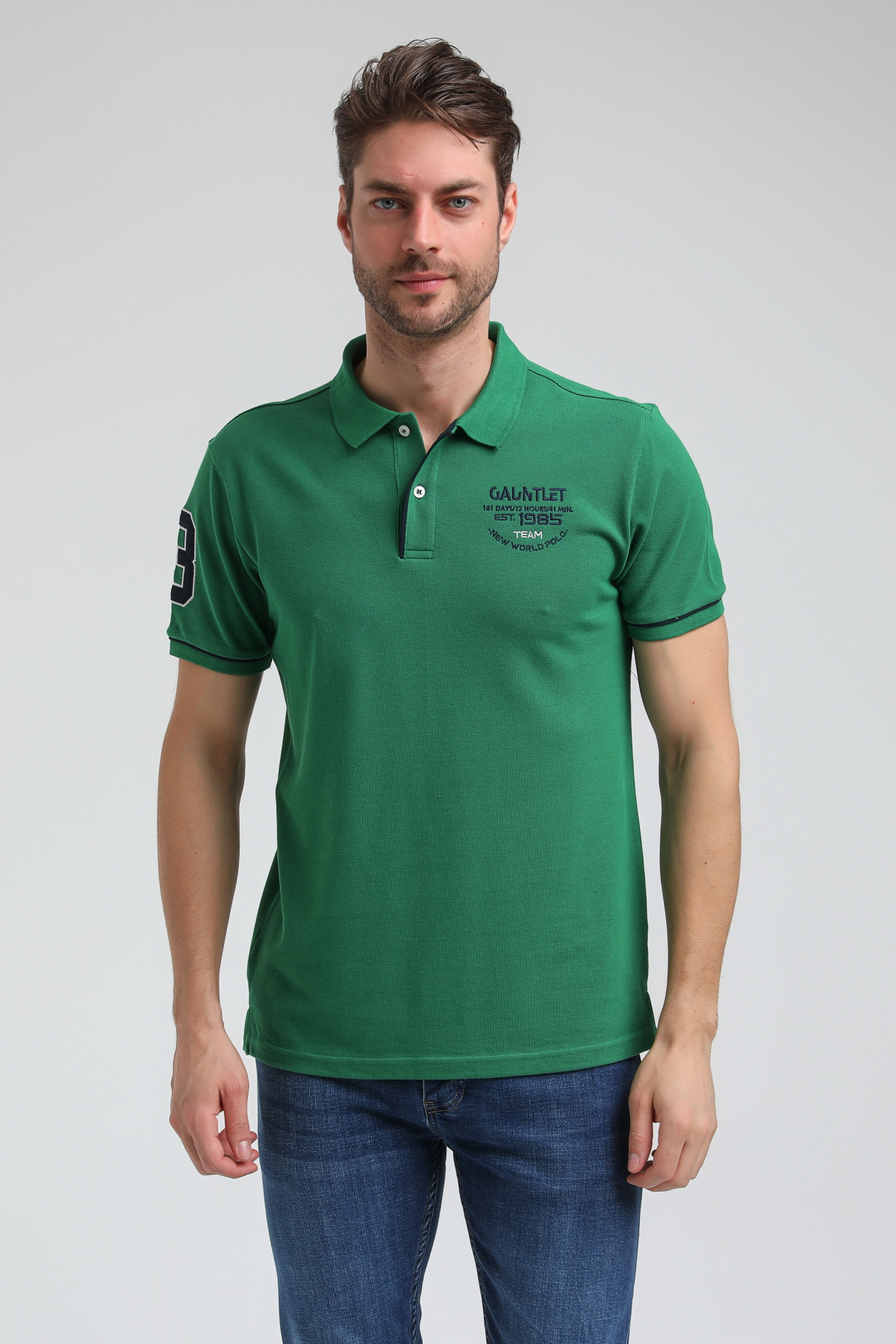 New World Polo Polo Yaka Yeşil Big Size Polo 23SSM10252