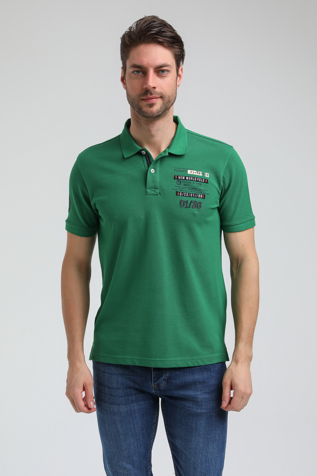 New World Polo Polo Yaka Yeşil Regular Custom Polo 23SSM10270