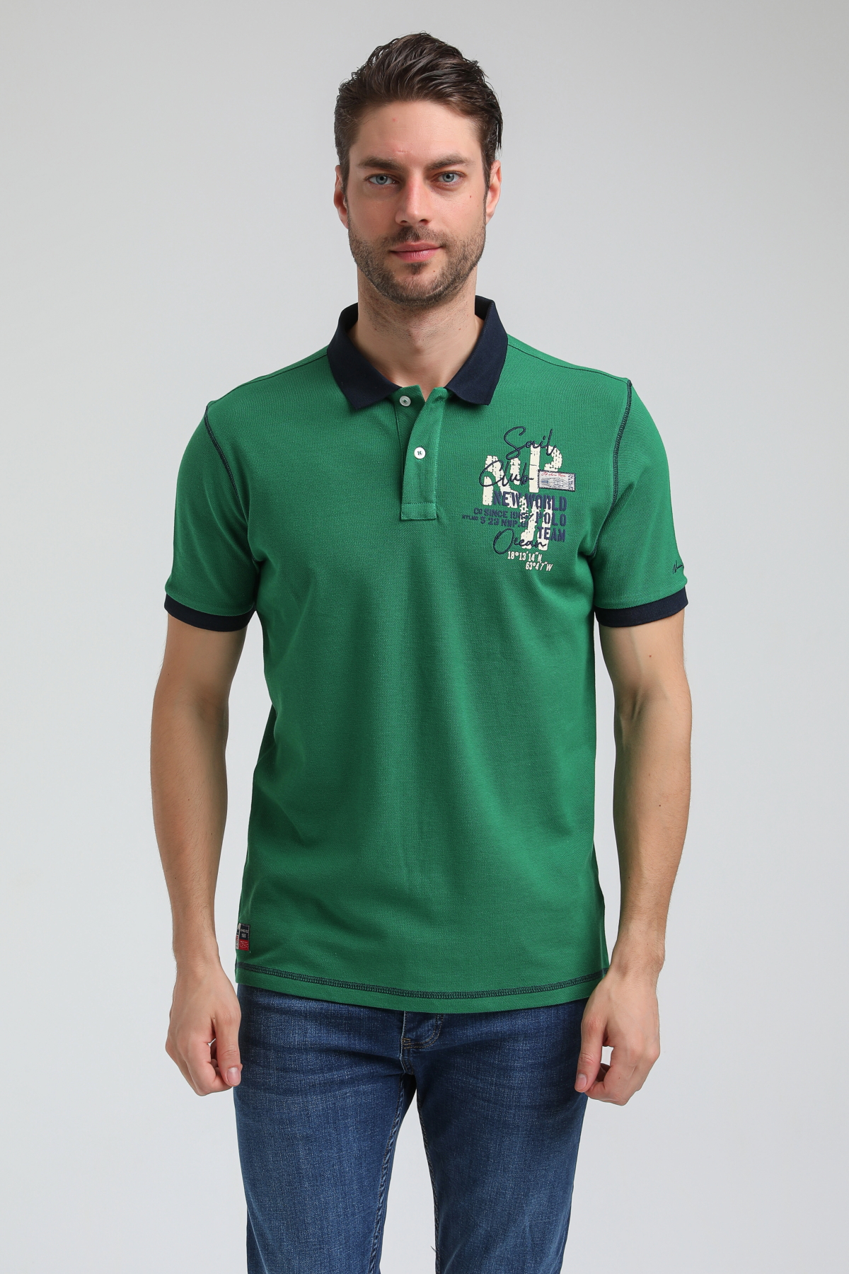 New World Polo Polo Yaka Yeşil Regular Custom Polo 23SSM10257