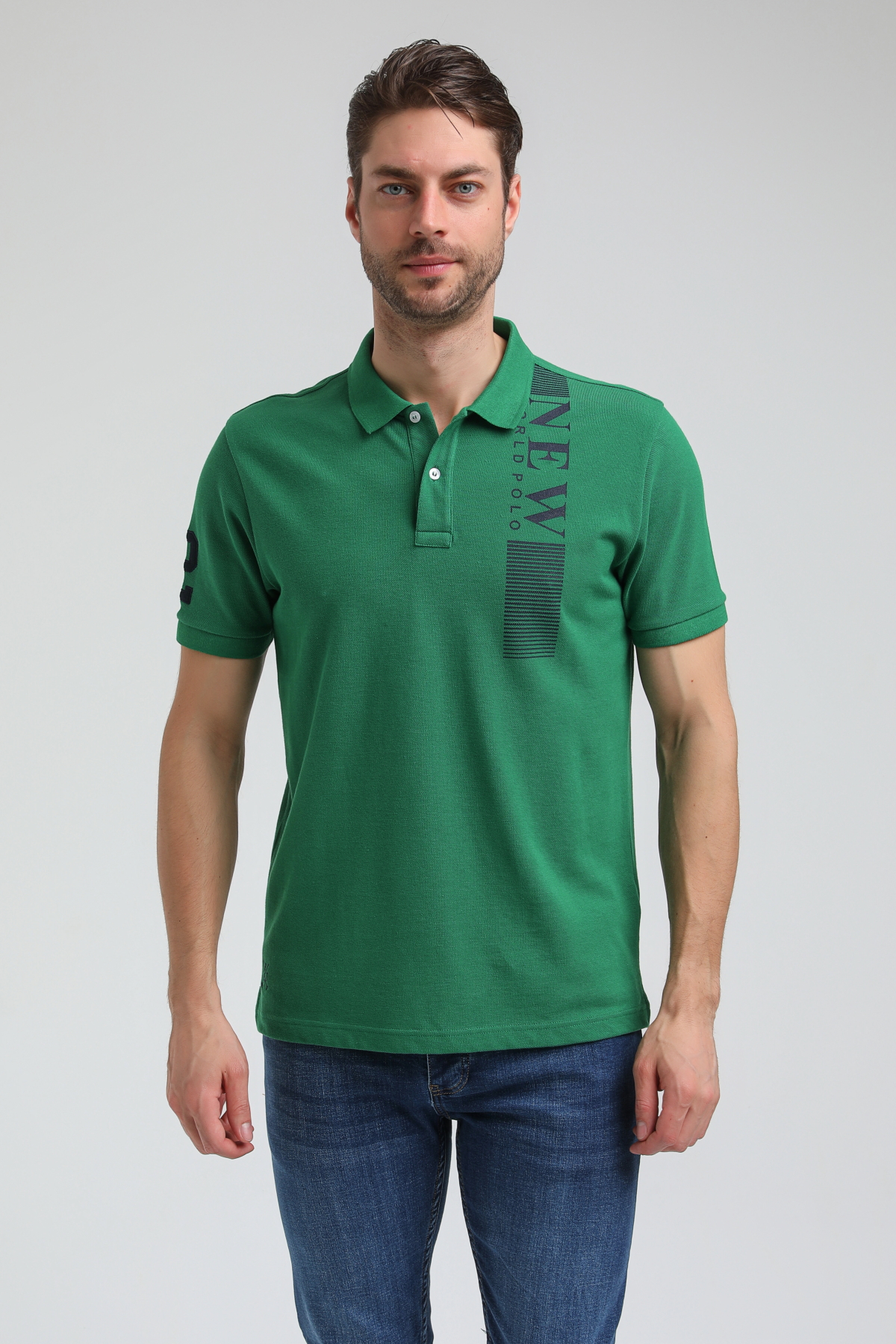 New World Polo Polo Yaka Yeşil Regular Custom Polo 23SSM10274