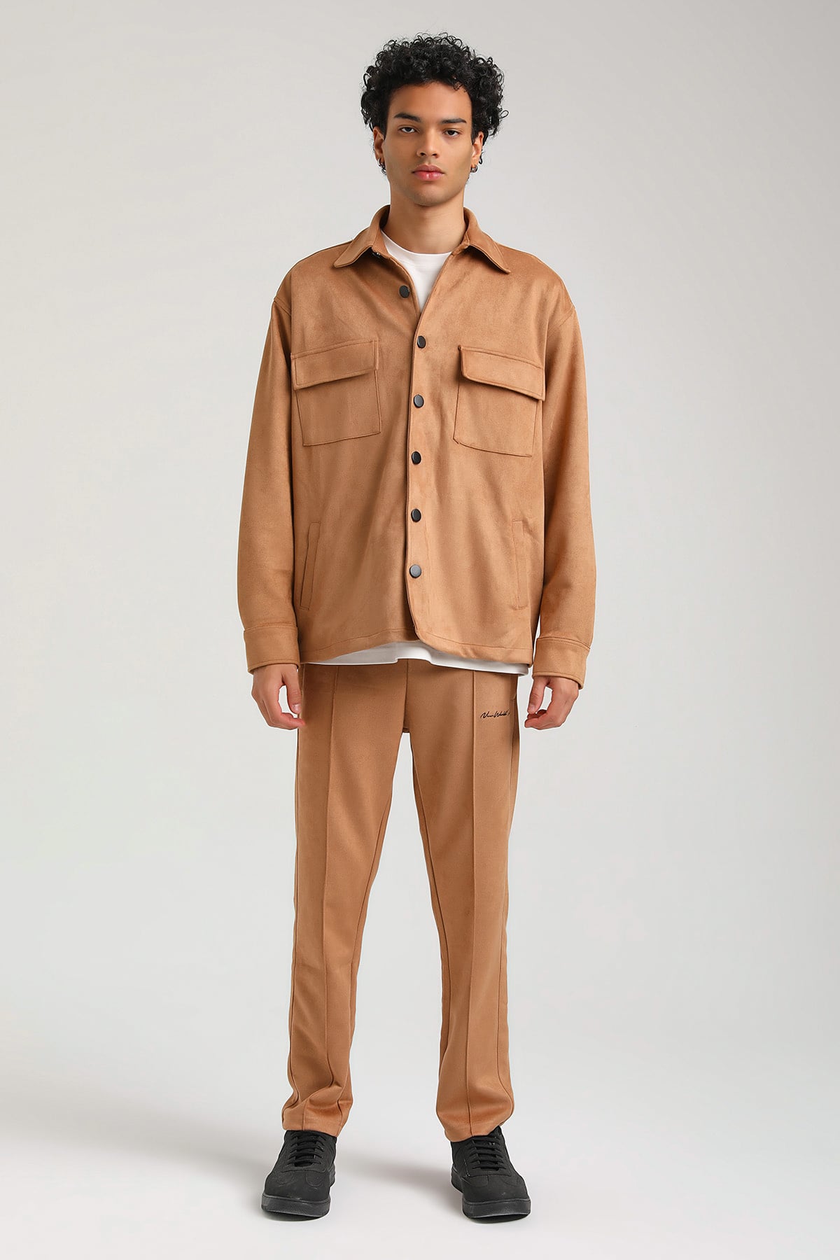 New World Polo SÜET ÜST Bej Slim Fit Eşofman 23FWM64027