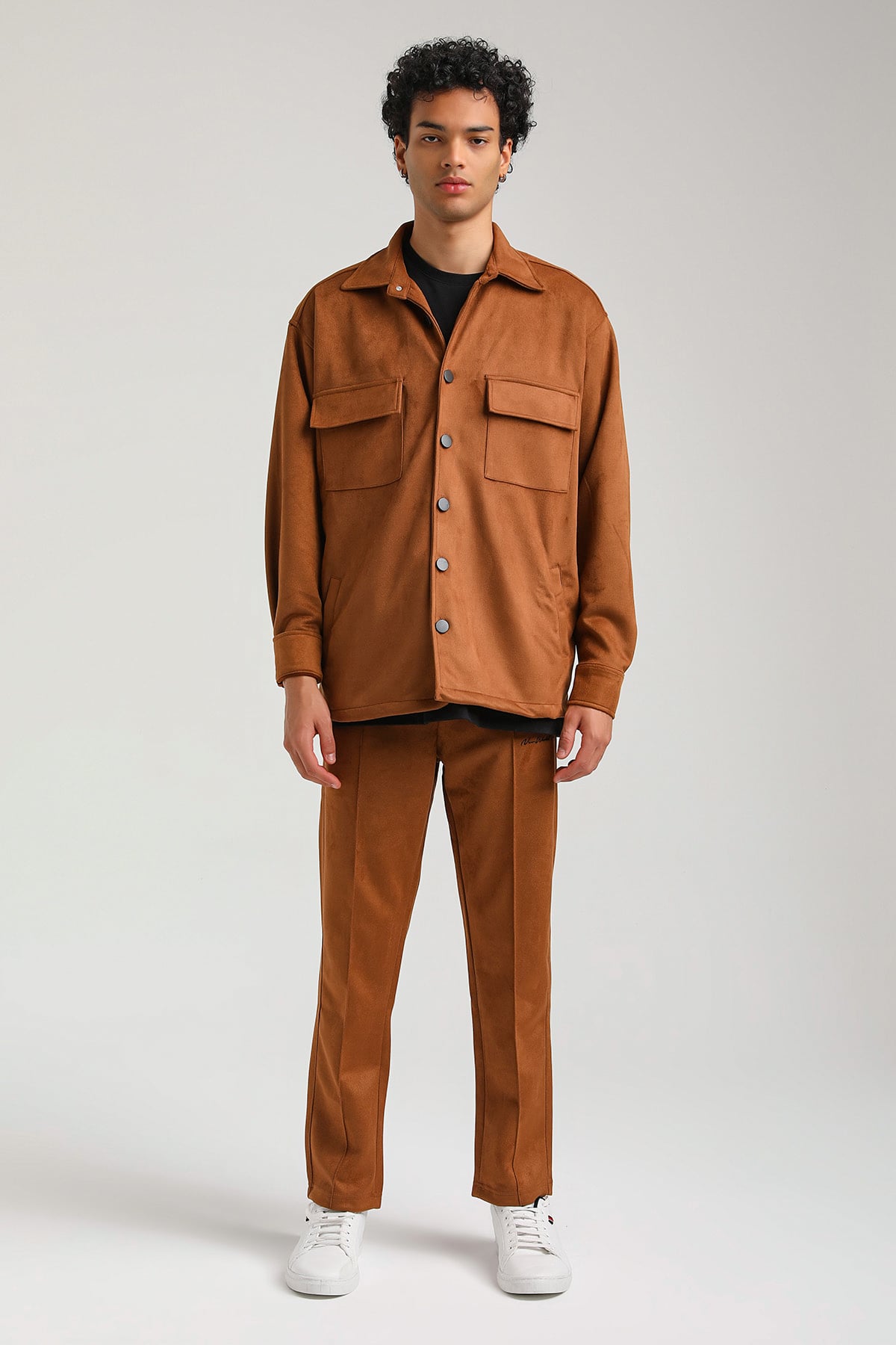 New World Polo SÜET ÜST Kahverengi Slim Fit Eşofman 23FWM64027