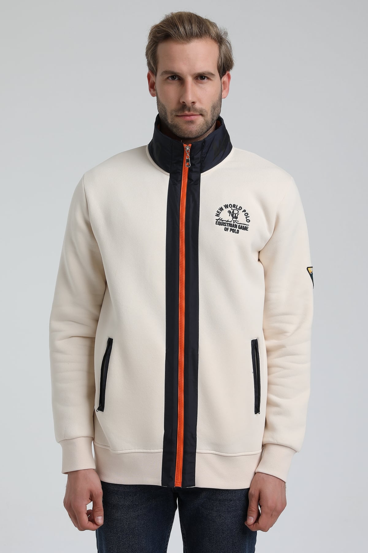 New World Polo Takım Ekru Slim Fit Eşofman 22FWM64038