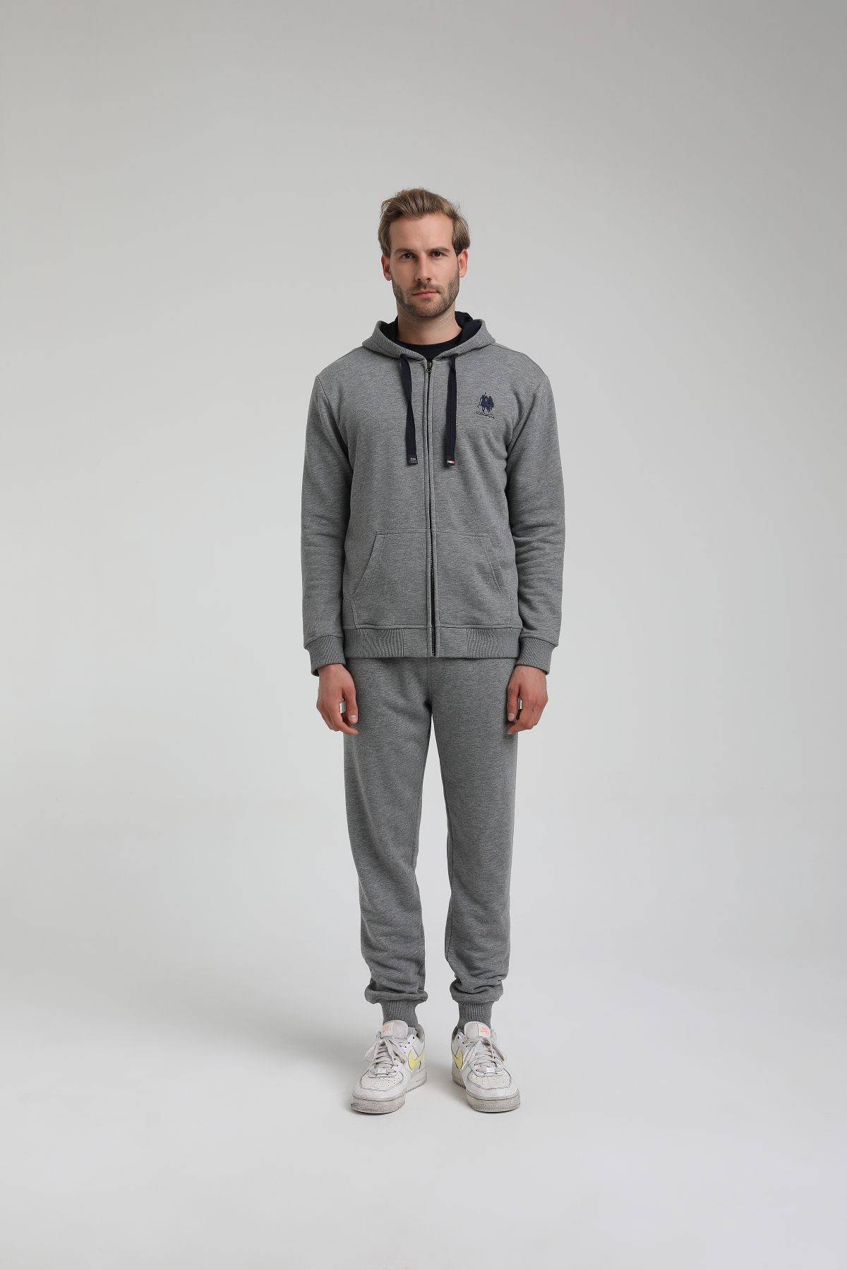 New World Polo Takım Gri Slim Fit Eşofman 22FWM64039-A
