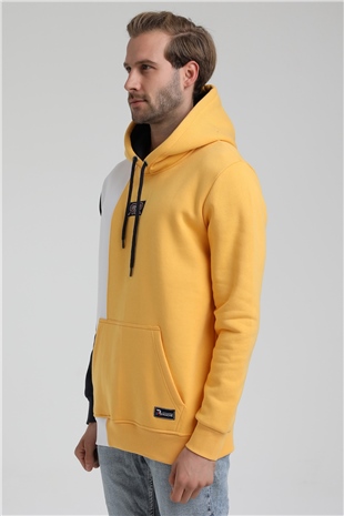 New World Polo Kapşonlu Hardal Slim Fit Sweatshirt 22FWM64033