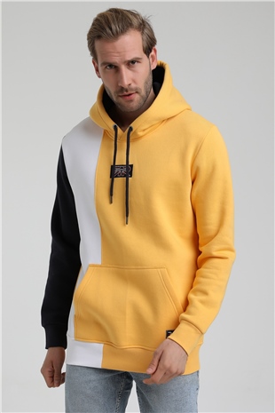 New World Polo Kapşonlu Hardal Slim Fit Sweatshirt 22FWM64033