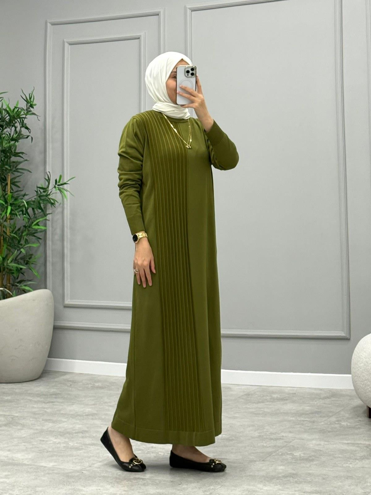 Lavin Kemerli Elbise -Yeşil