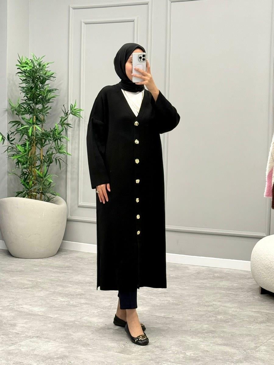 Mabel Düğmeli Hırka -Siyah
