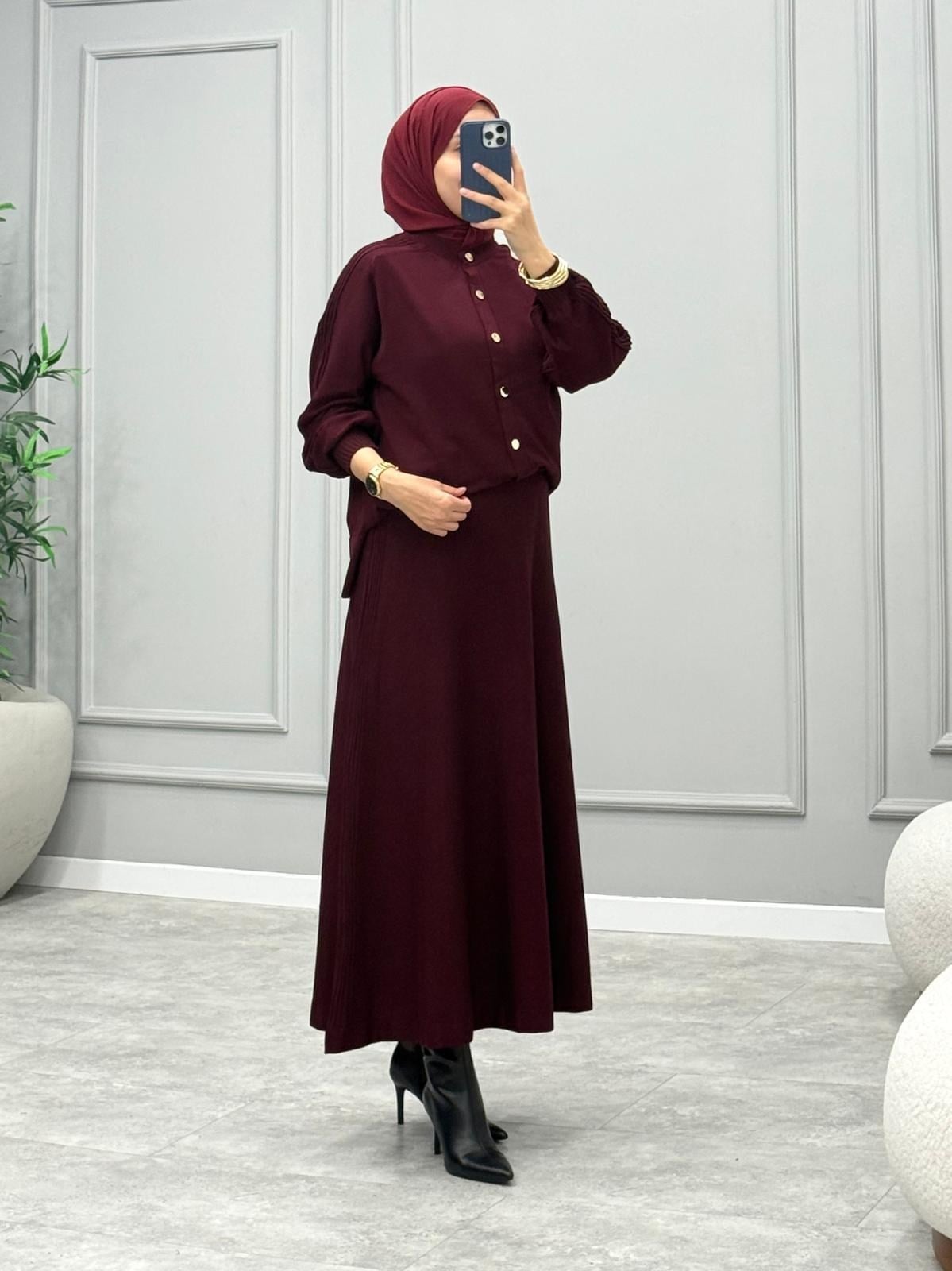 Vespera Merserize Takım -Bordo