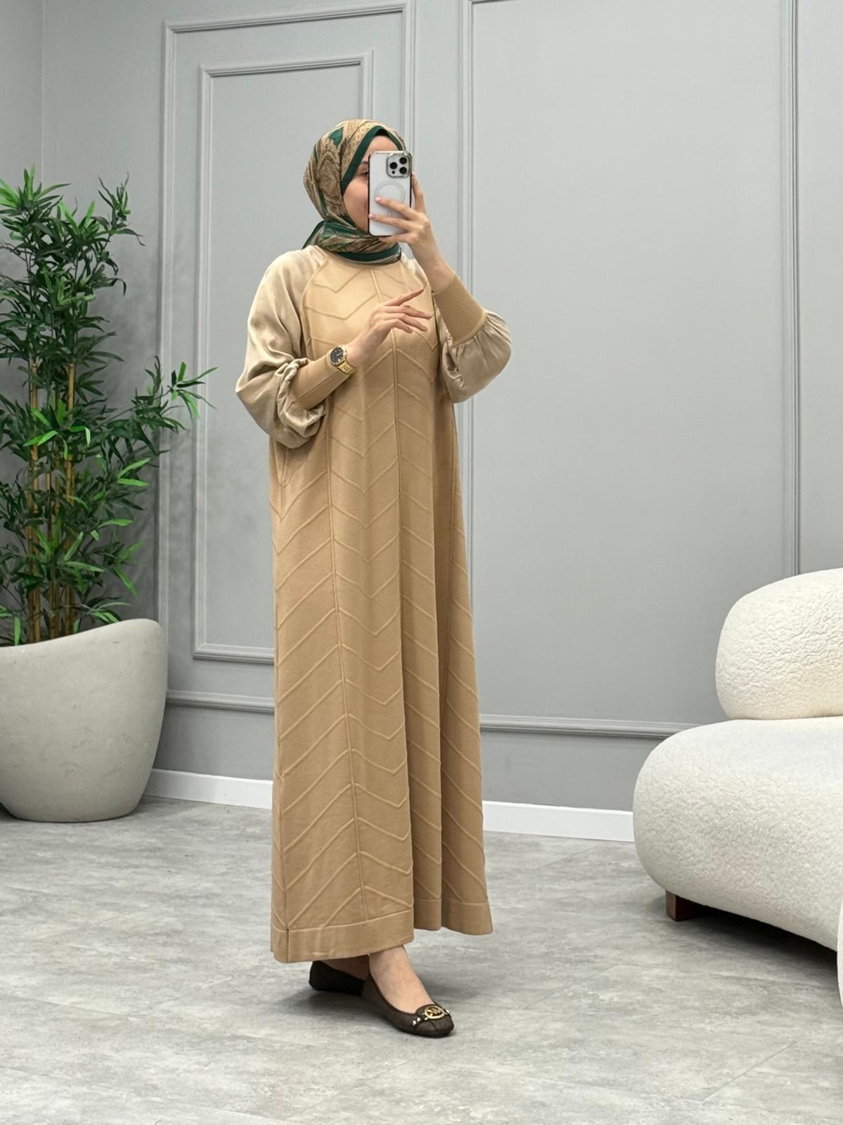 Nevla Merserize Elbise -Camel
