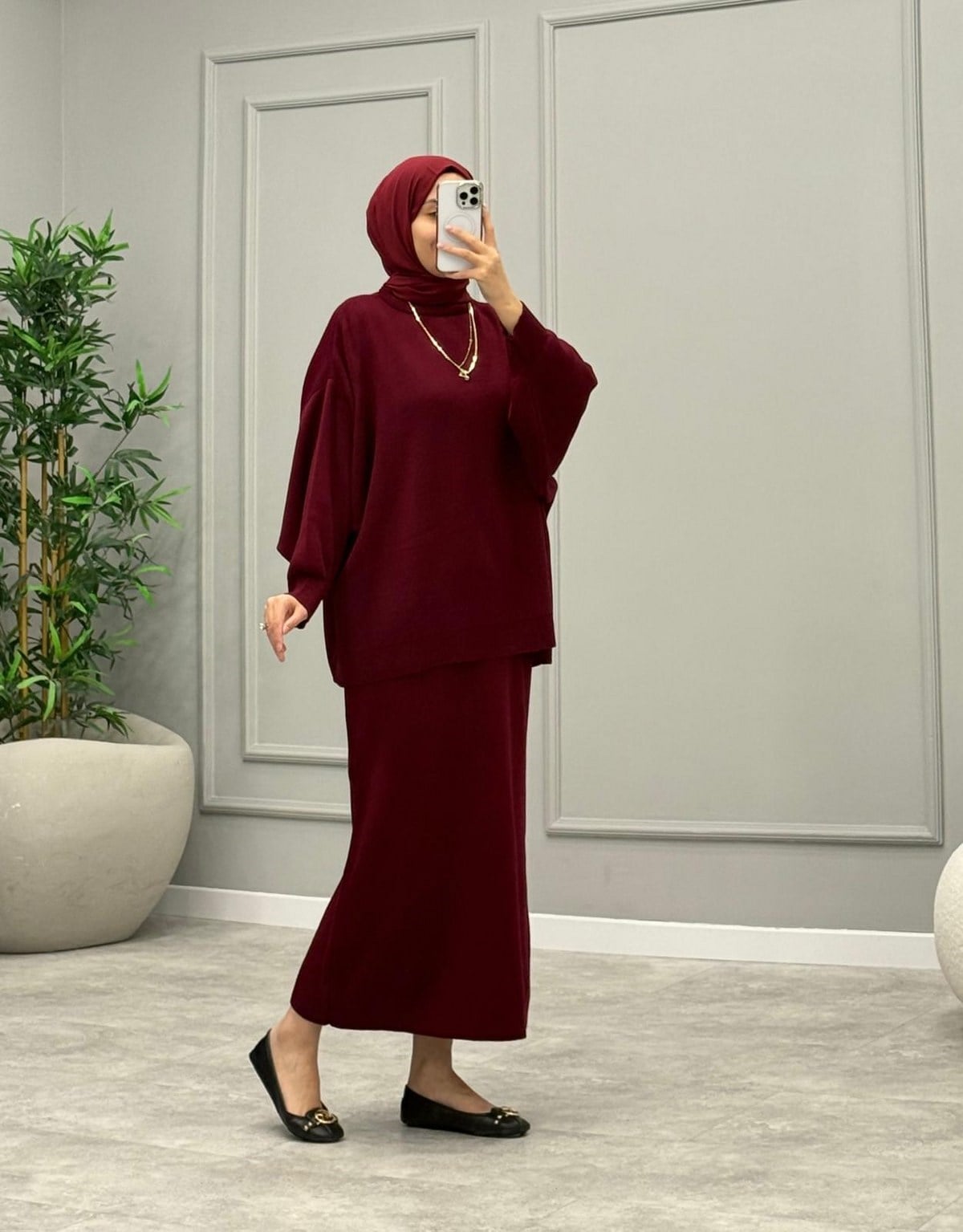 Rosalin Merserize Takım -Bordo