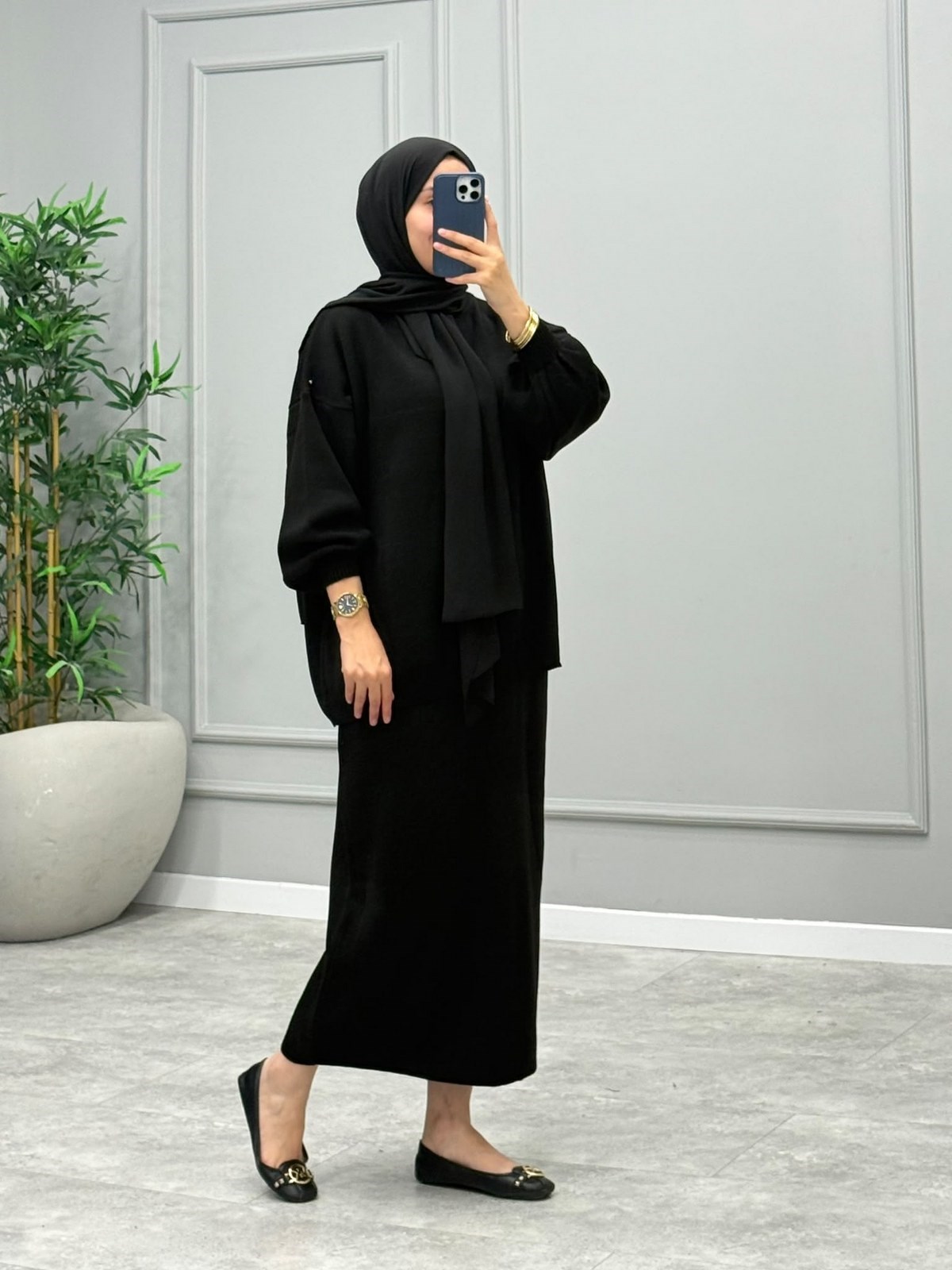 Rosalin Merserize Takım -Siyah