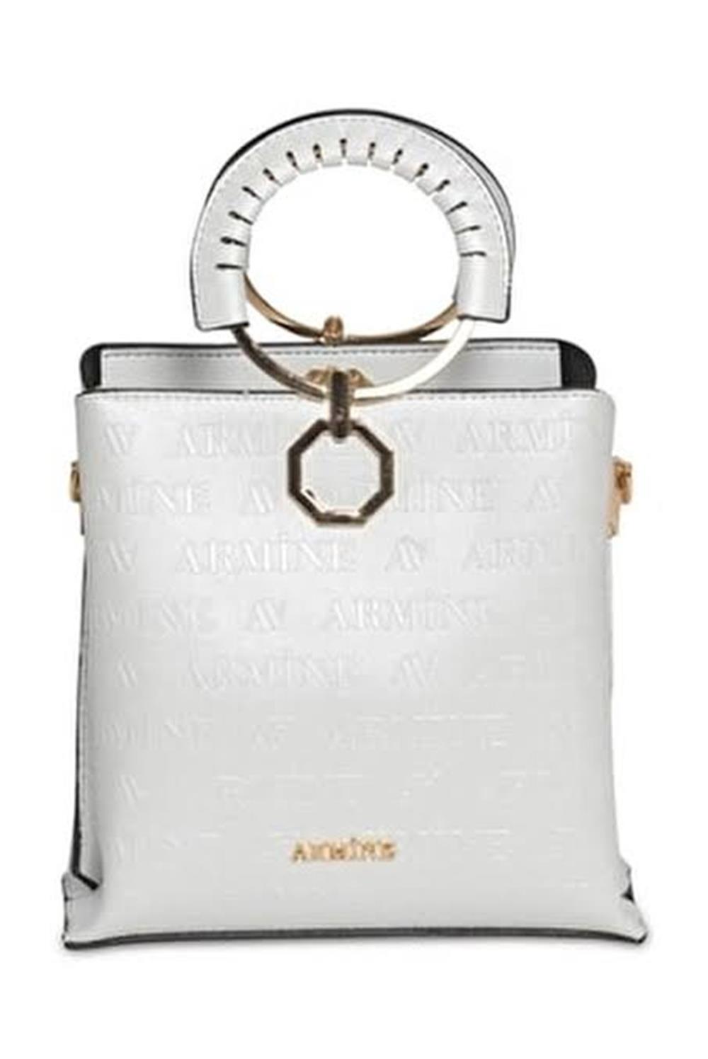 Armine Outlet Beyaz Monogram Baskılı Çanta 260
