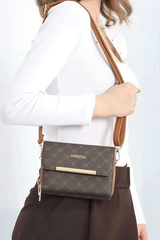 Armine Kahve Noktalı Çanta 381