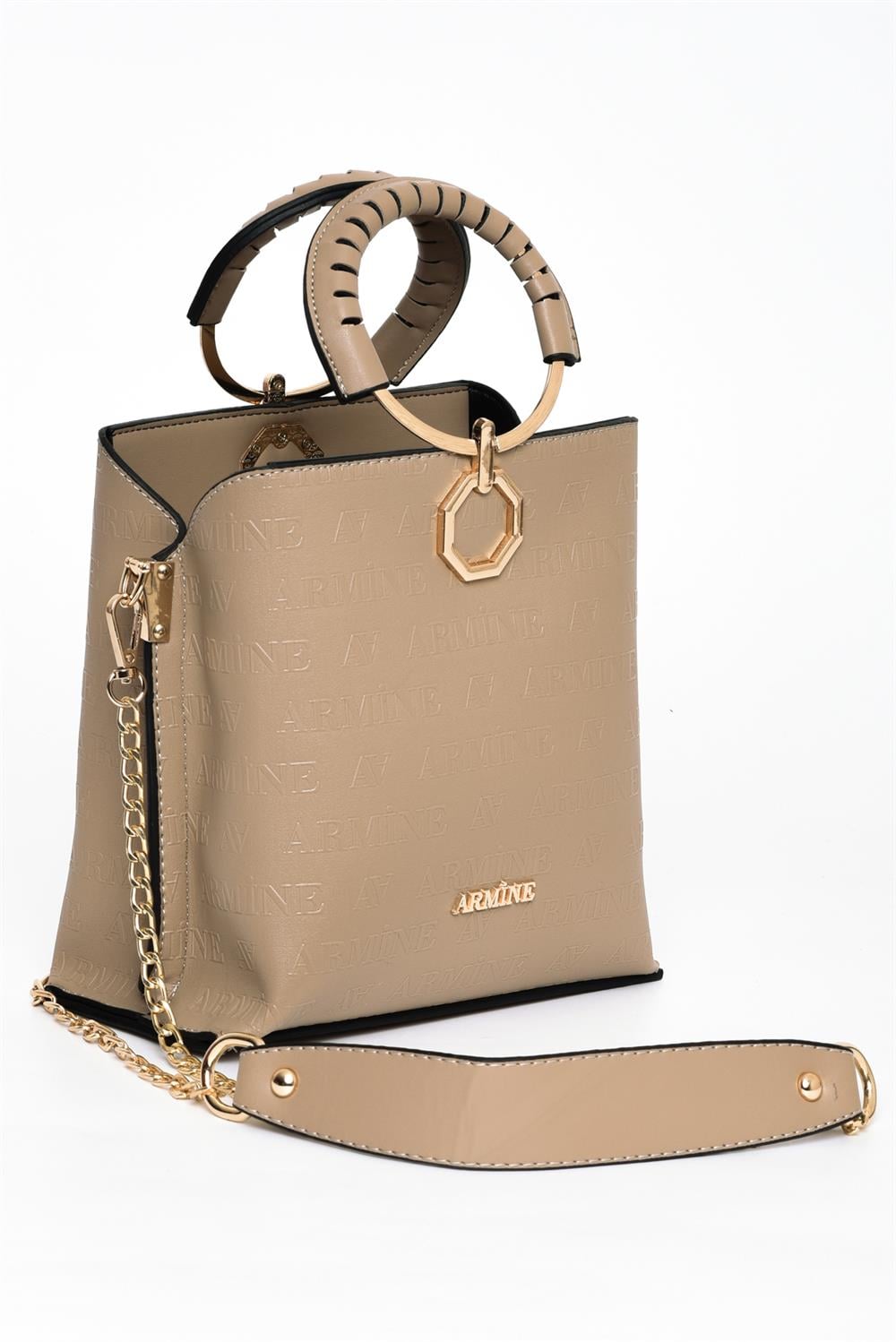 Armine Outlet Vizon Monogram Baskılı Çanta 260