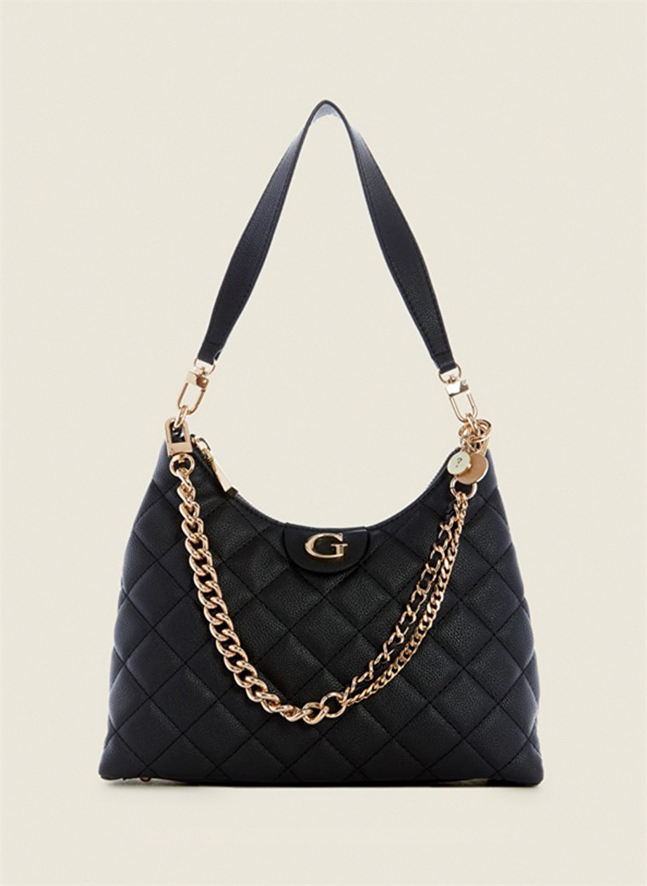 Guess Siyah Kadın Fermuarlı Omuz Çantası
