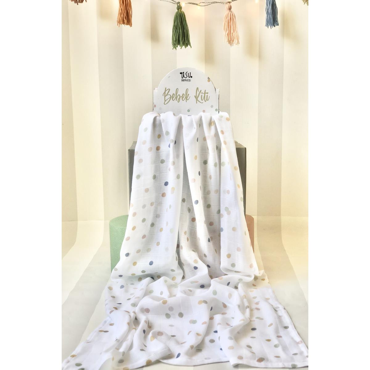 Asu Baby&Kids  Color Dot Organik Bambu Pamuk Müslin