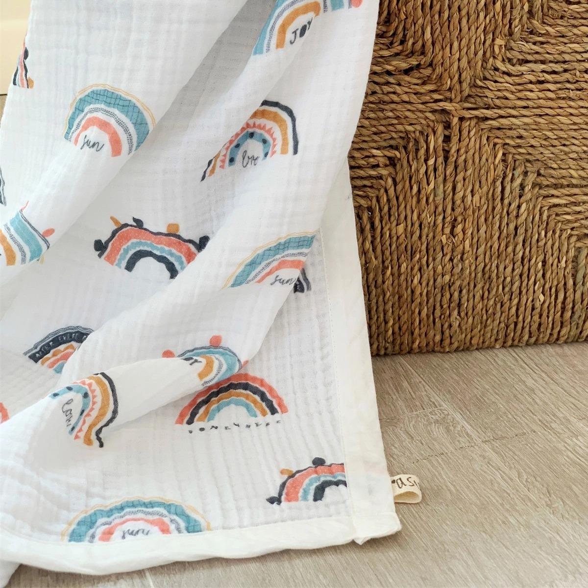 Asu Baby&Kids  Rainbow Organik 4 Kat  Müslin Battaniye