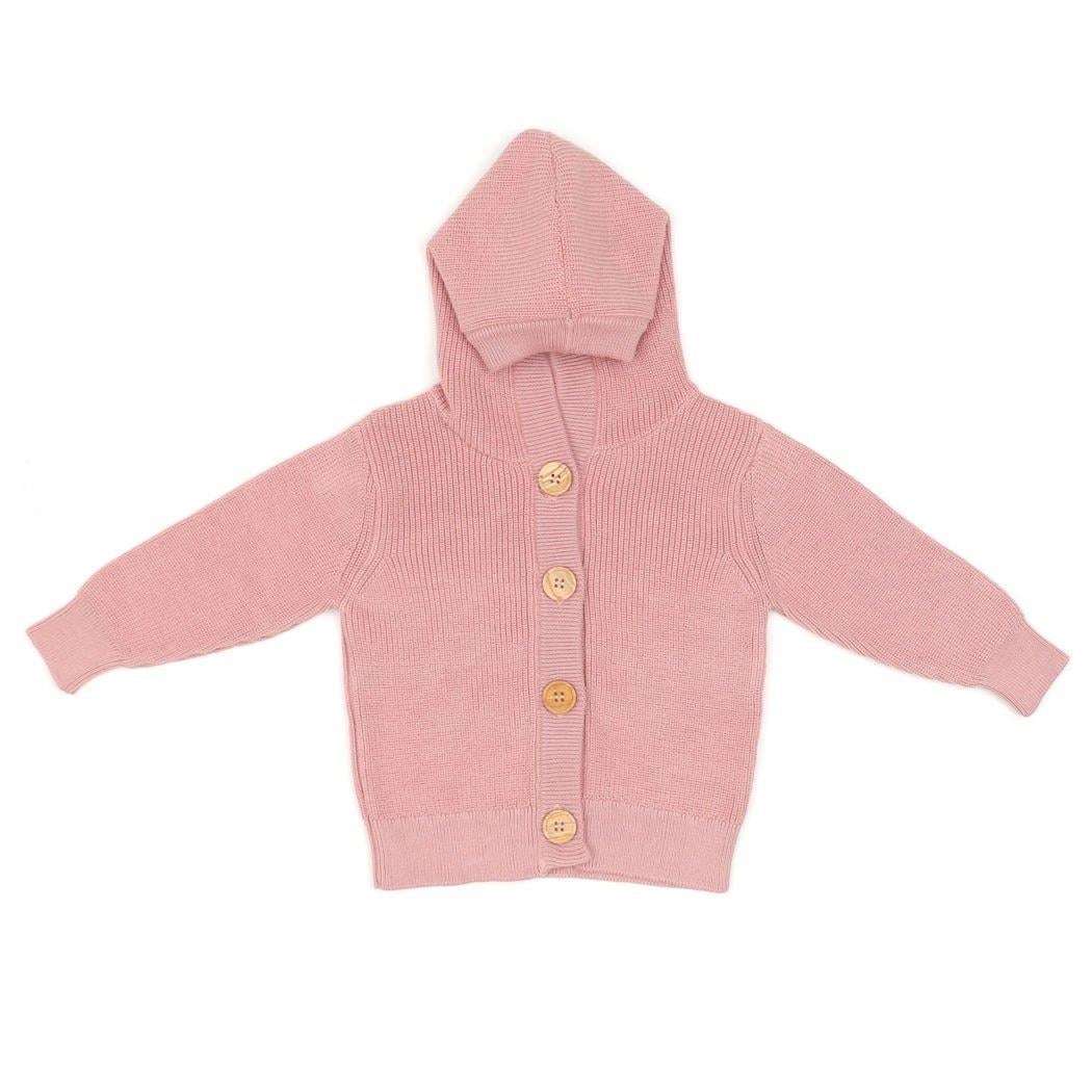 Baboo Kapşonlu Hırka Düz - Pembe
