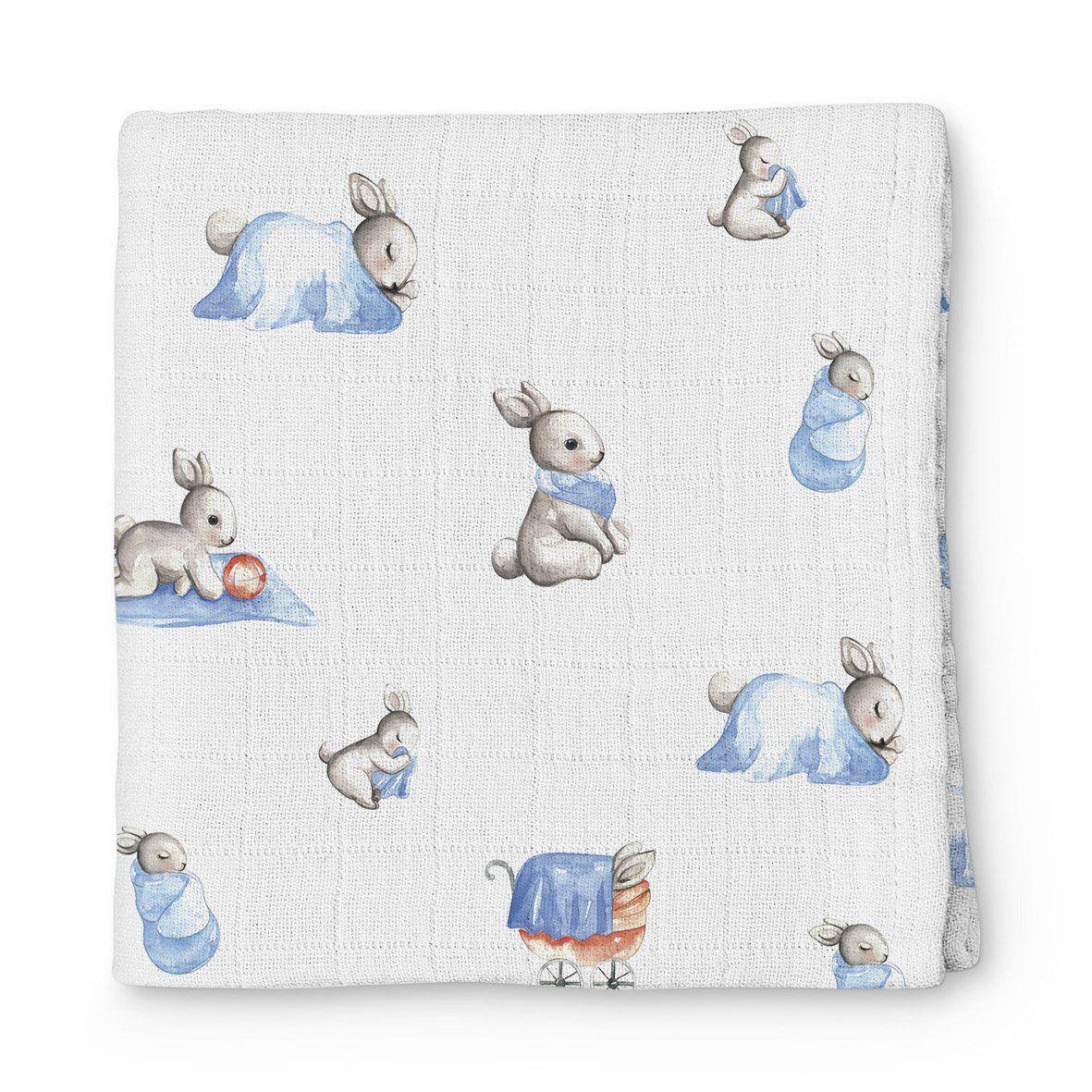 Deux Lapins Bébé Lapin Müslin Bebek Örtüsü