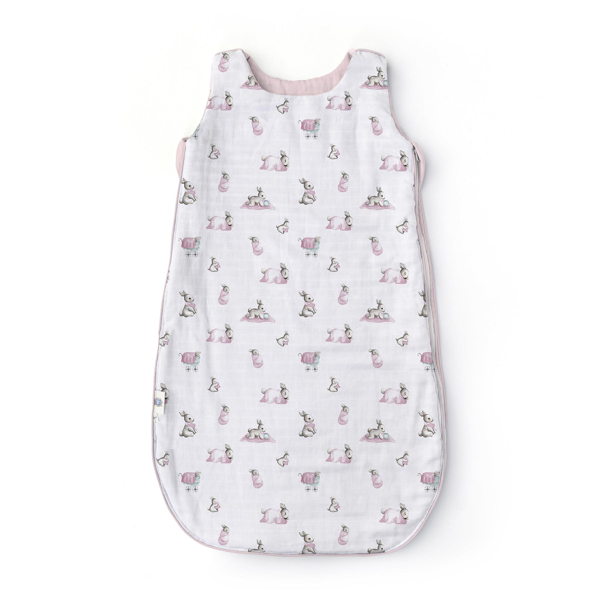 Deux Lapins Bébé Lapin Rose Müslin Bebek Uyku Tulumu 0.5 TOG