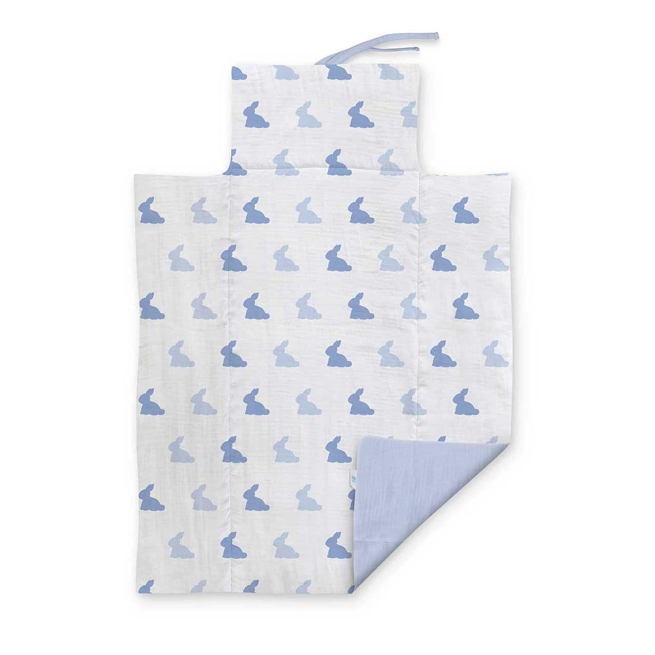 Deux Lapins Bleu Lapin Müslin Bebek Alt Açma Matı